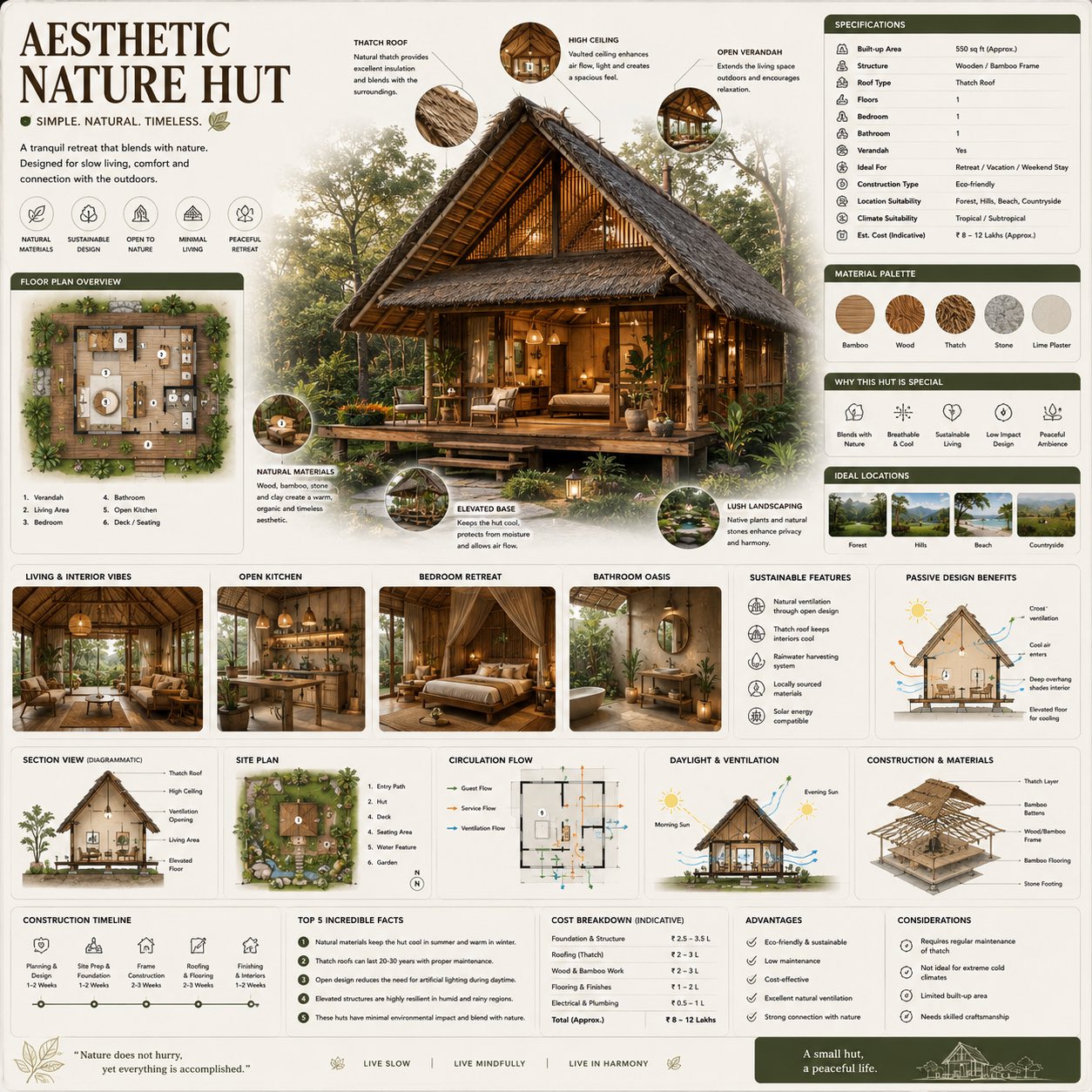 奢华生态木屋建筑设计百科参考图 / Premium Eco Architecture Infographic Handbook，模型对比与社区，电影感、时尚、海报，案例输出图 1