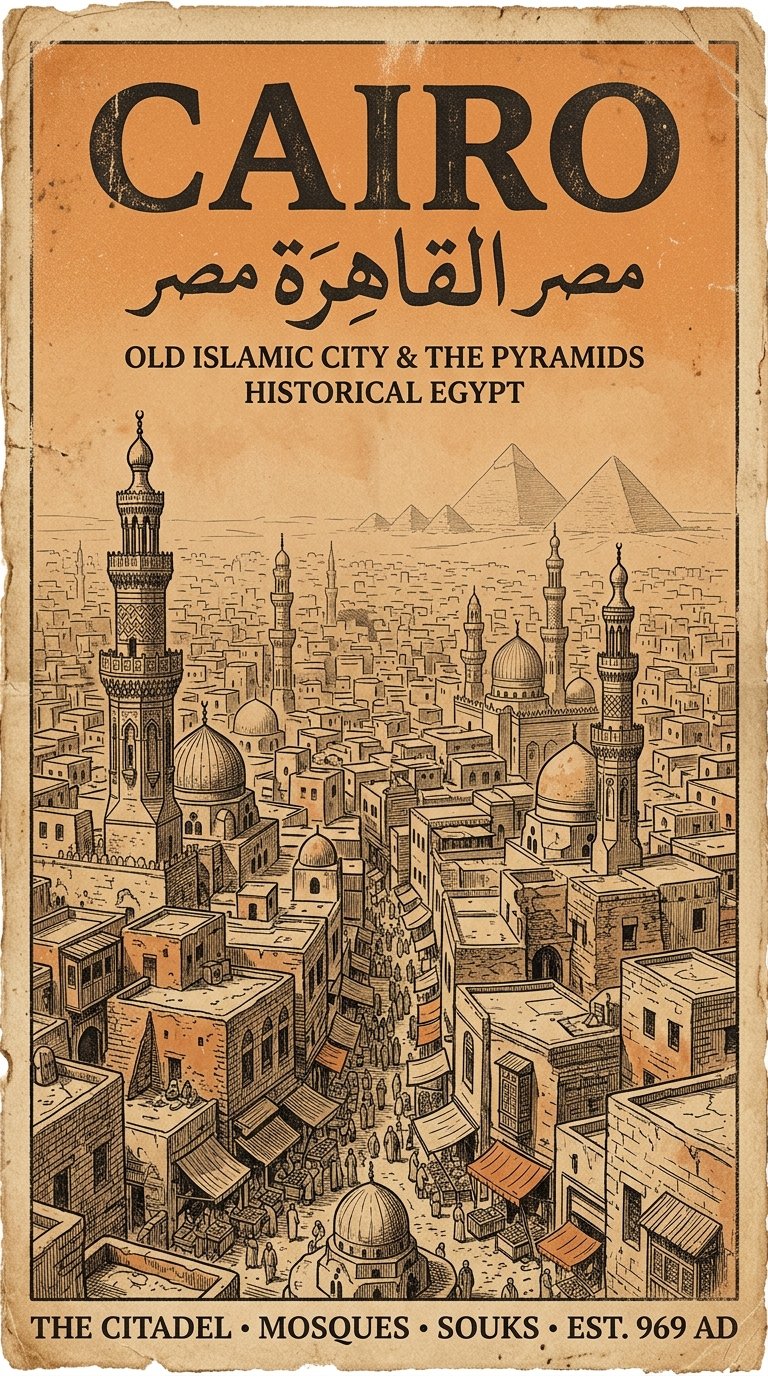复古档案感城市建筑插画海报 / Retro Archival City Poster Illustration，人像与摄影，人像、电影感、海报，案例输出图 2