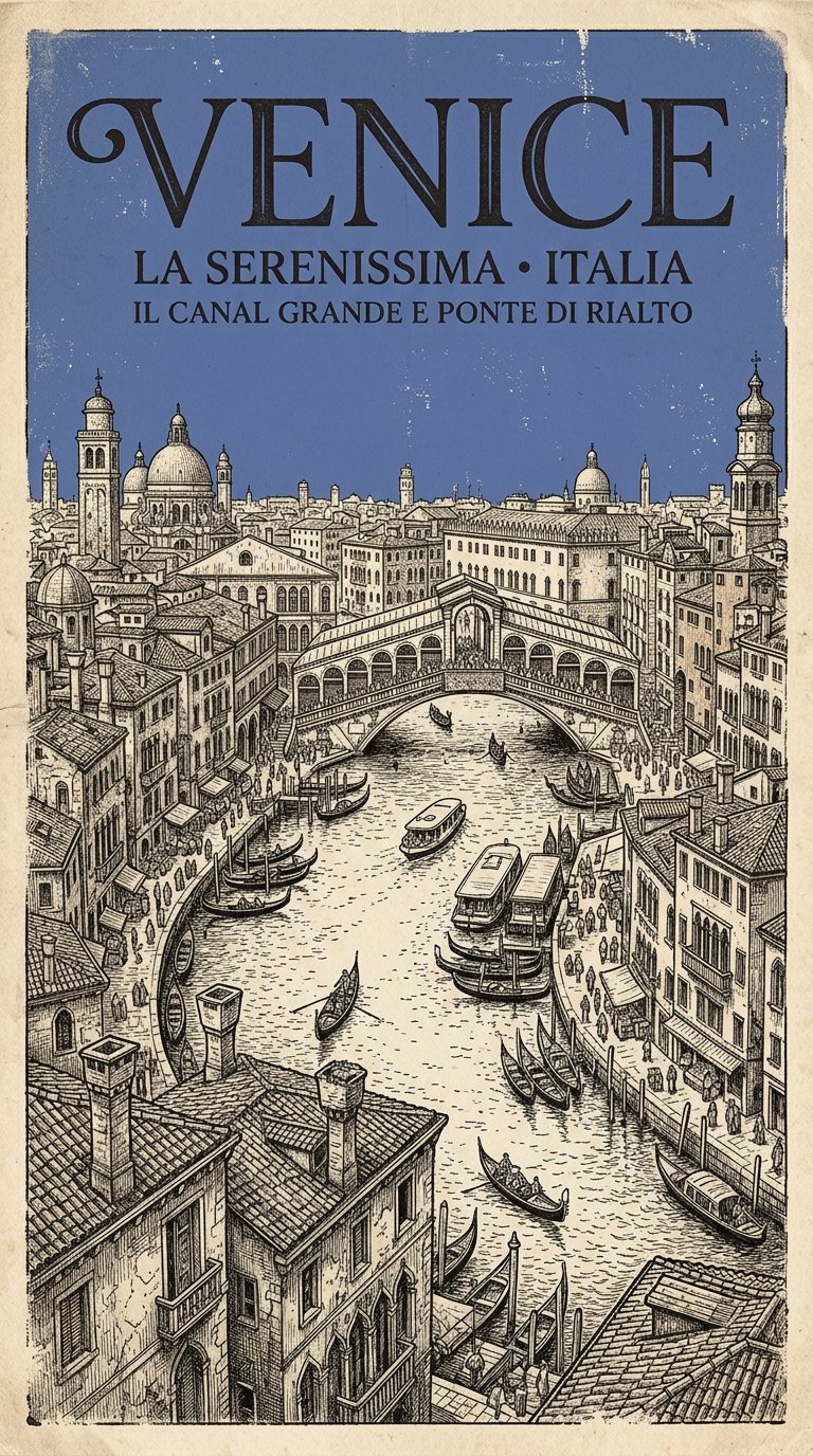 复古档案感城市建筑插画海报 / Retro Archival City Poster Illustration,人像与摄影,人像、电影感、海报,案例输出图 1