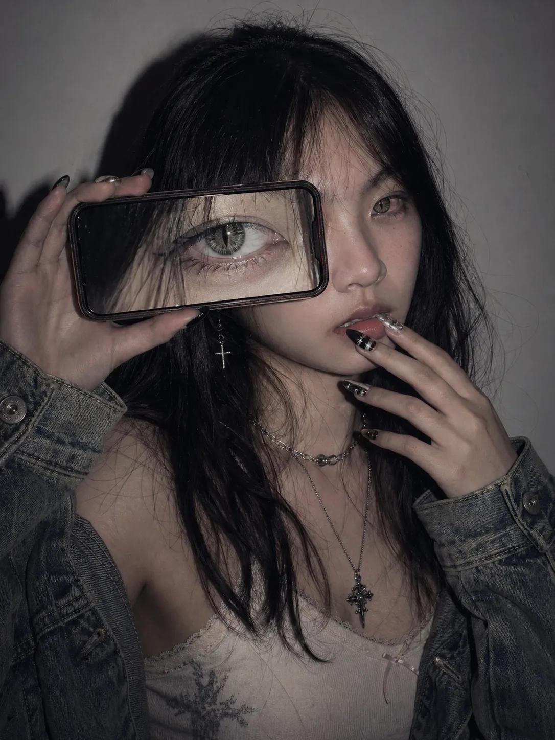 创意AI时尚博主镜面自拍拼贴海报 / Creative Ai Fashion Mirror Selfie Collage,UI 与社交媒体截图,人像、时尚、海报,案例输出图 1