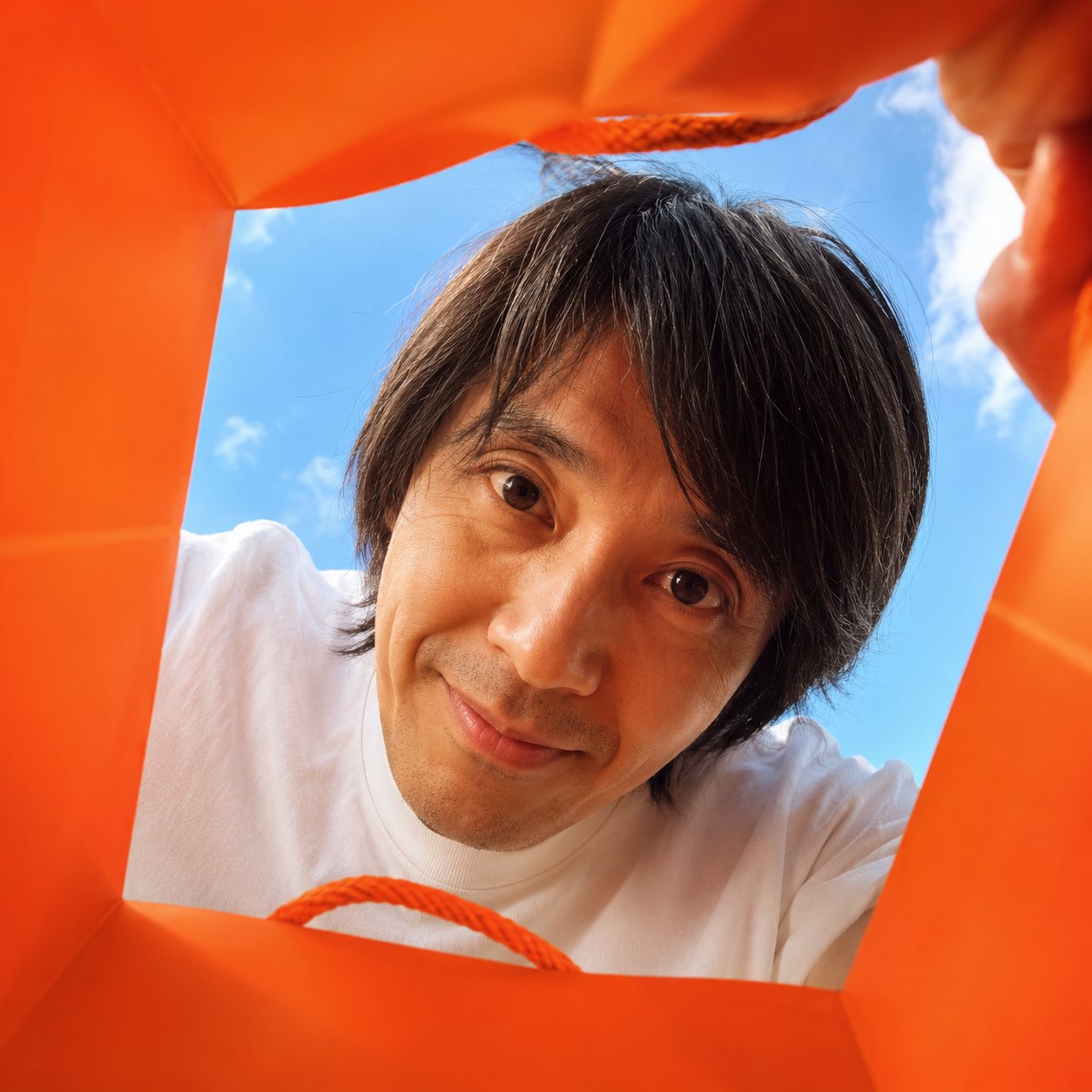 购物袋视角创意萌趣人像广告大片 / Creative Shopping Bag Perspective Portrait Ad，人像与摄影，人像、产品图、人像与摄影，案例输出图 1