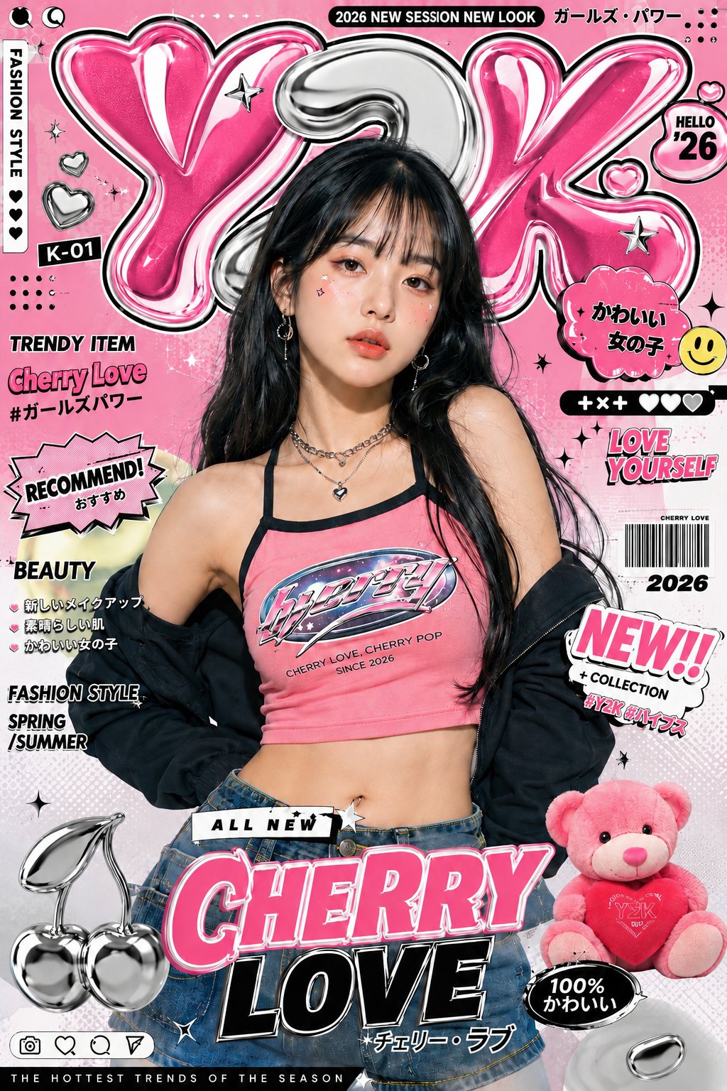 赛博Y2K首尔街头奢华时尚大片 / Cyber Y2k Luxury Fashion Campaign Asian Muse，UI 与社交媒体截图，霓虹、电影感、时尚，案例输出图 2