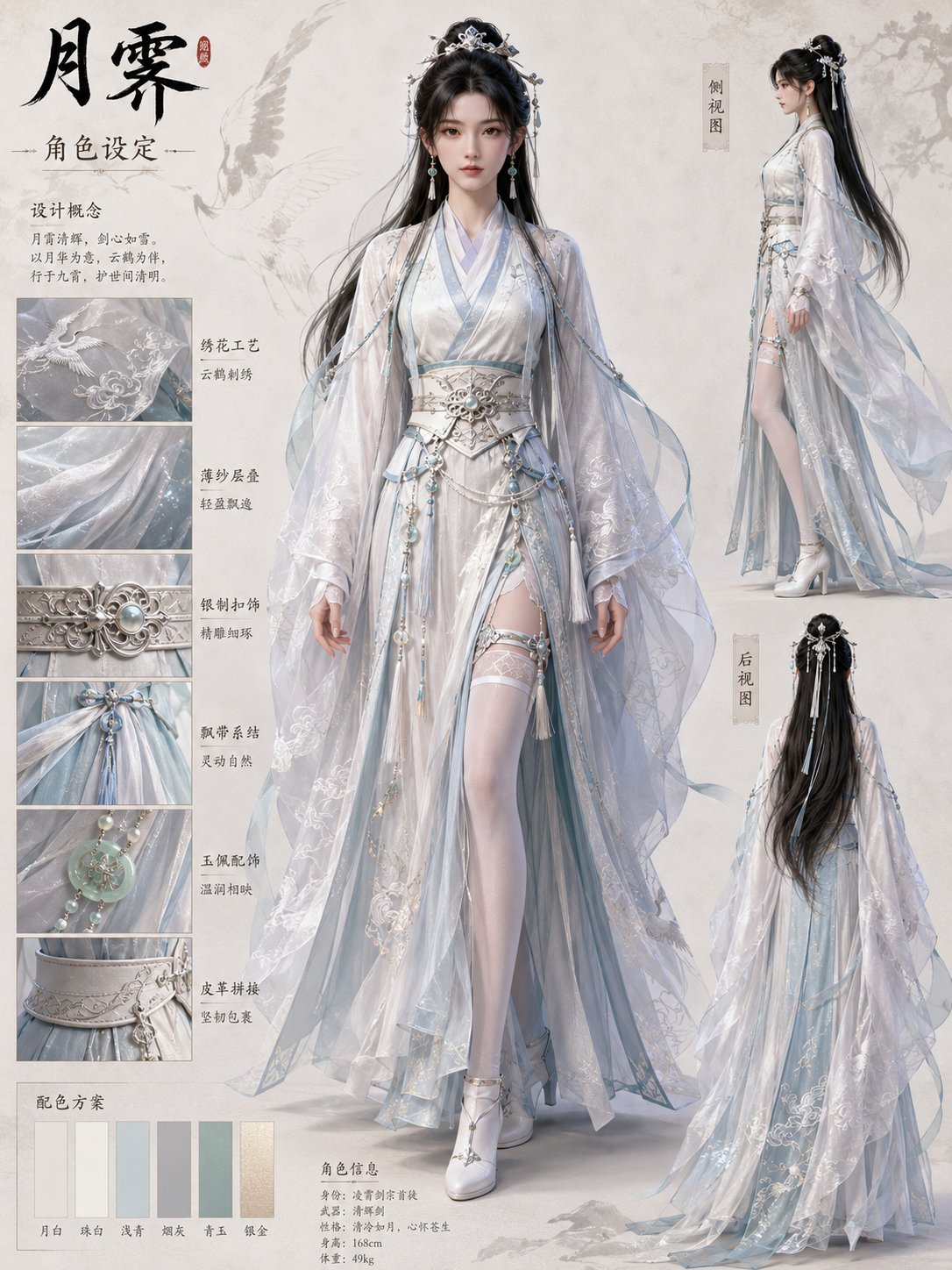 古风3D女性角色服饰拆解设定图 / Ancient Chinese 3d Female Character Garment Decomposition，角色设计，人像、电影感、角色，案例输出图 2