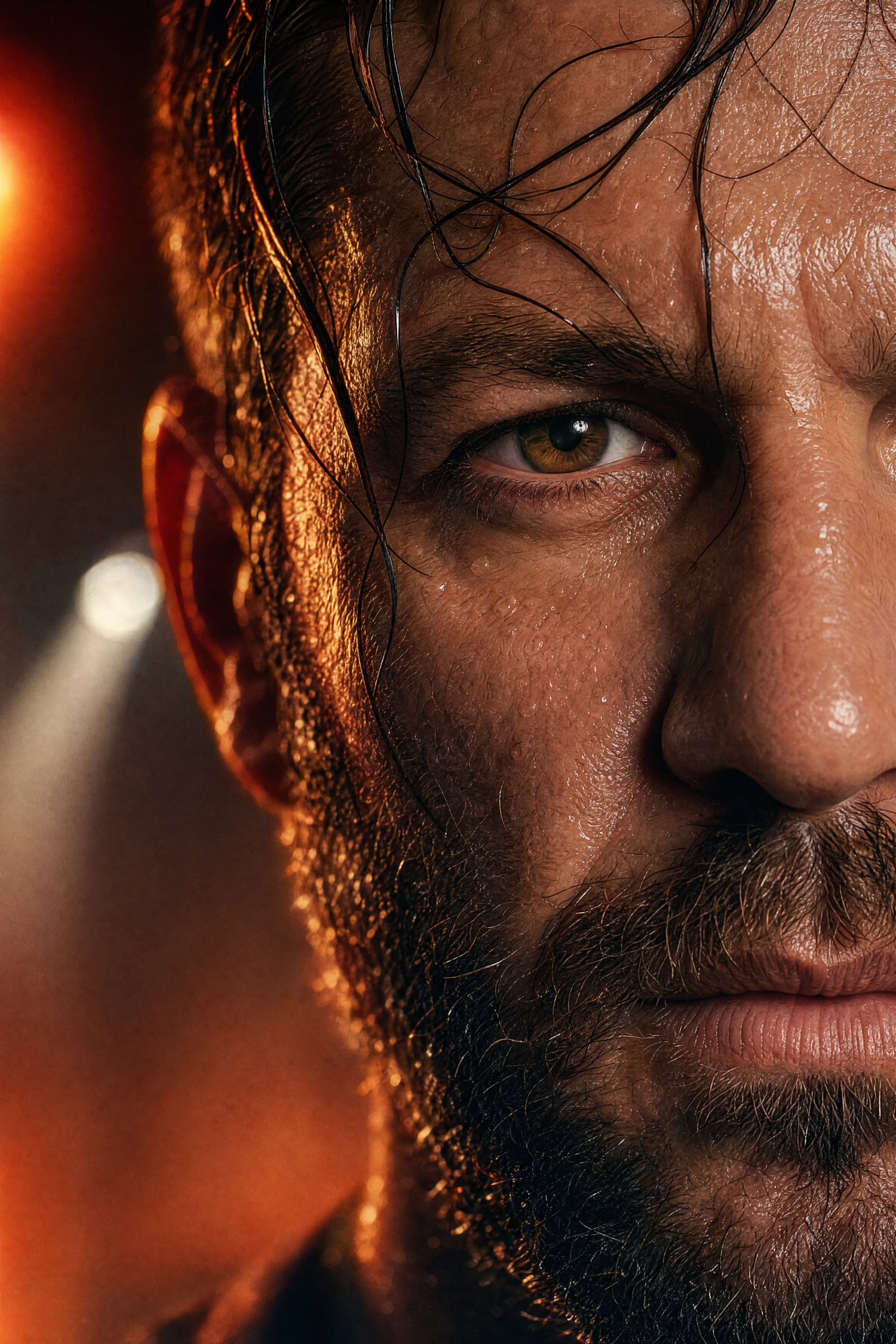 电影感湿发硬汉近景特写 / Ultra Realistic Rugged Man Cinematic Portrait，人像与摄影，人像、电影感、人像与摄影，案例输出图 2