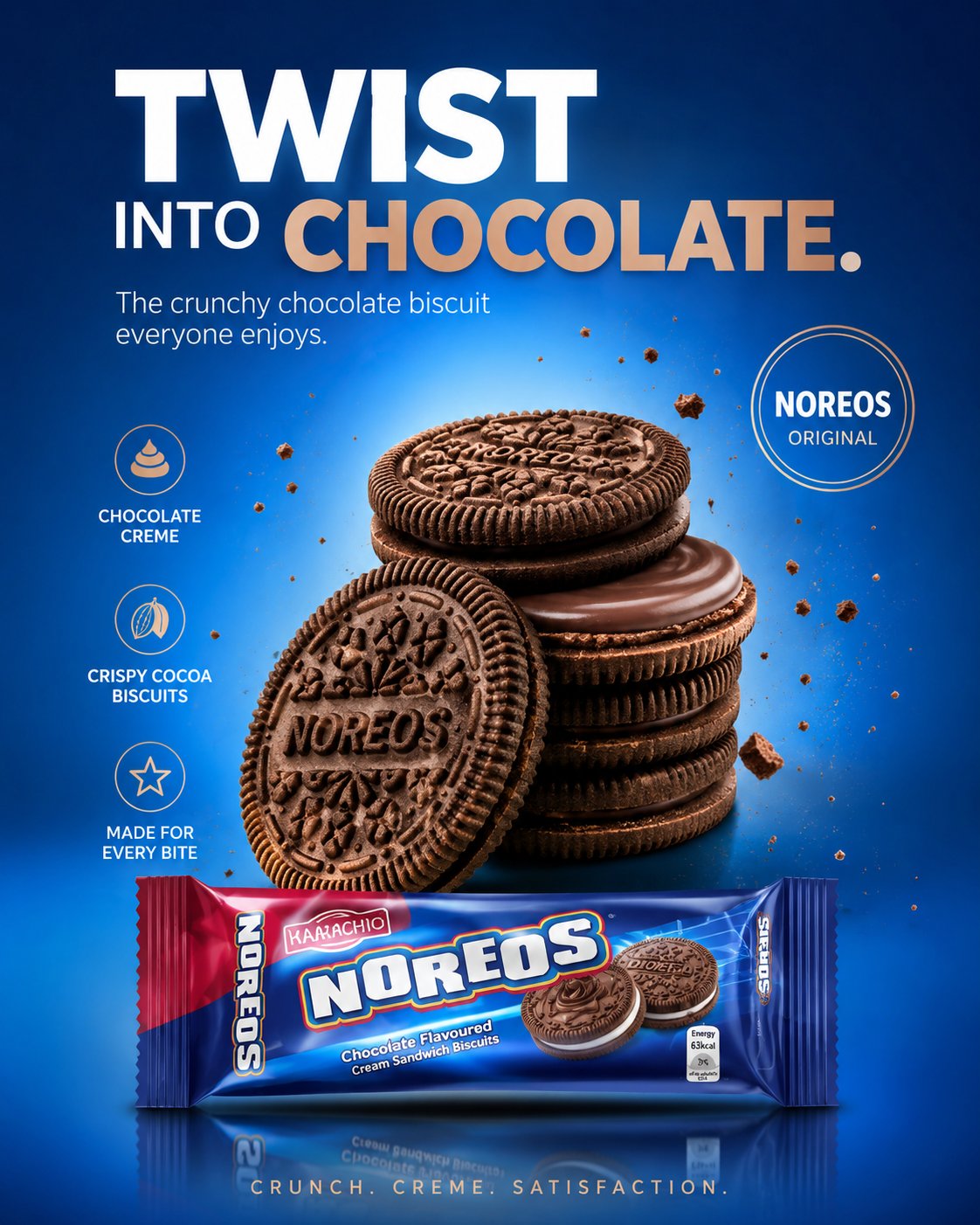 高端现代巧克力消化饼干商业海报 / Premium Modern Chocolate Biscuit Advertisement，人像与摄影，人像、电影感、海报，案例输出图 1