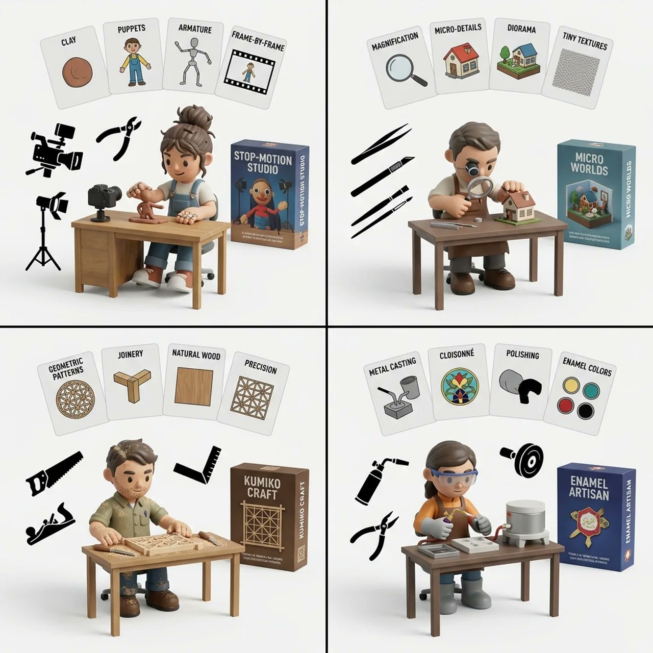 3D潮流手办艺术风格海报生成 / 3d Vinyl Toy Handmade Art Style Grid，角色设计，时尚、海报、角色，案例输出图 1