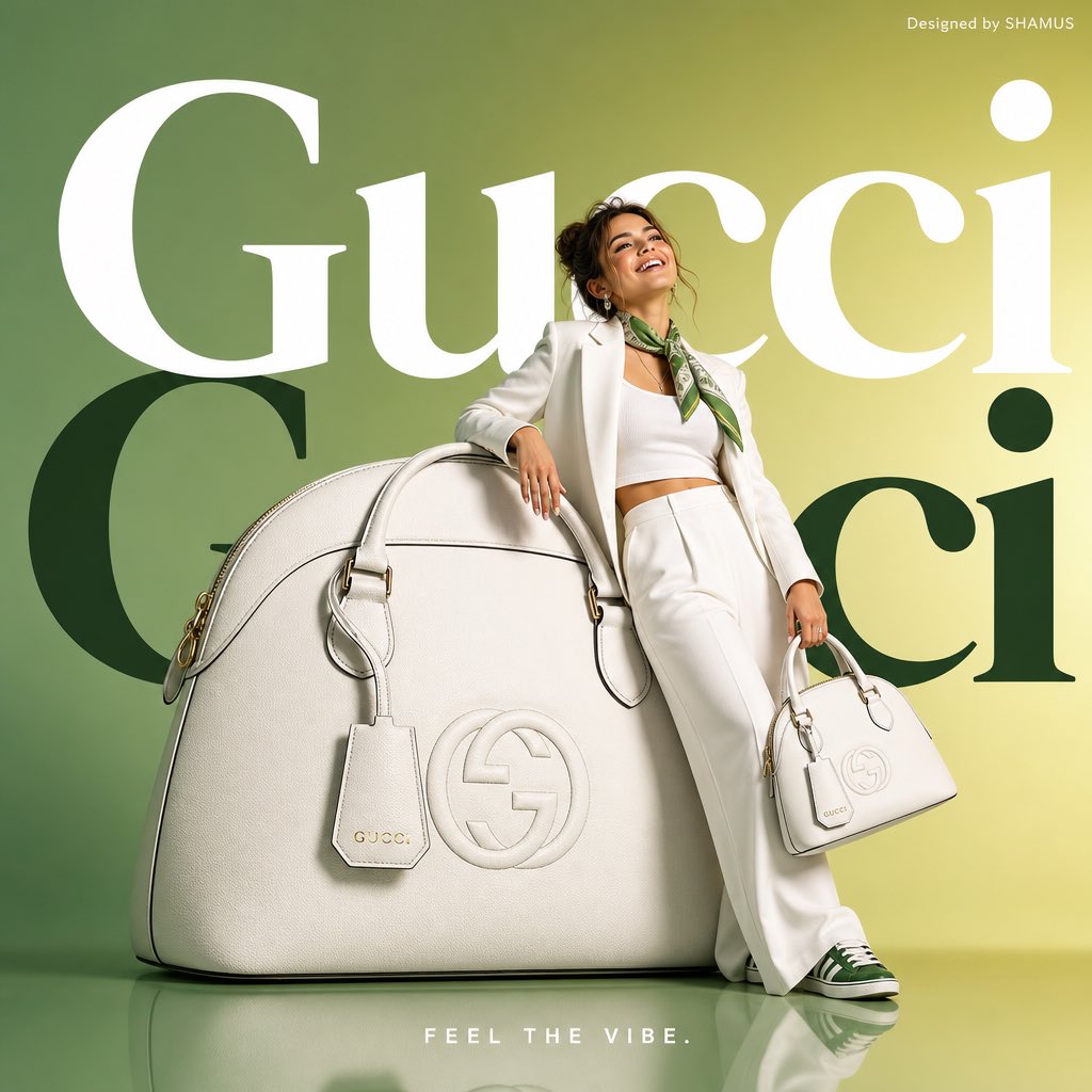 极简主义巨型GUCCI手袋时尚商业广告 / Minimalist Gucci Handbag Commercial Ad,人像与摄影,人像、时尚、极简,案例输出图 1