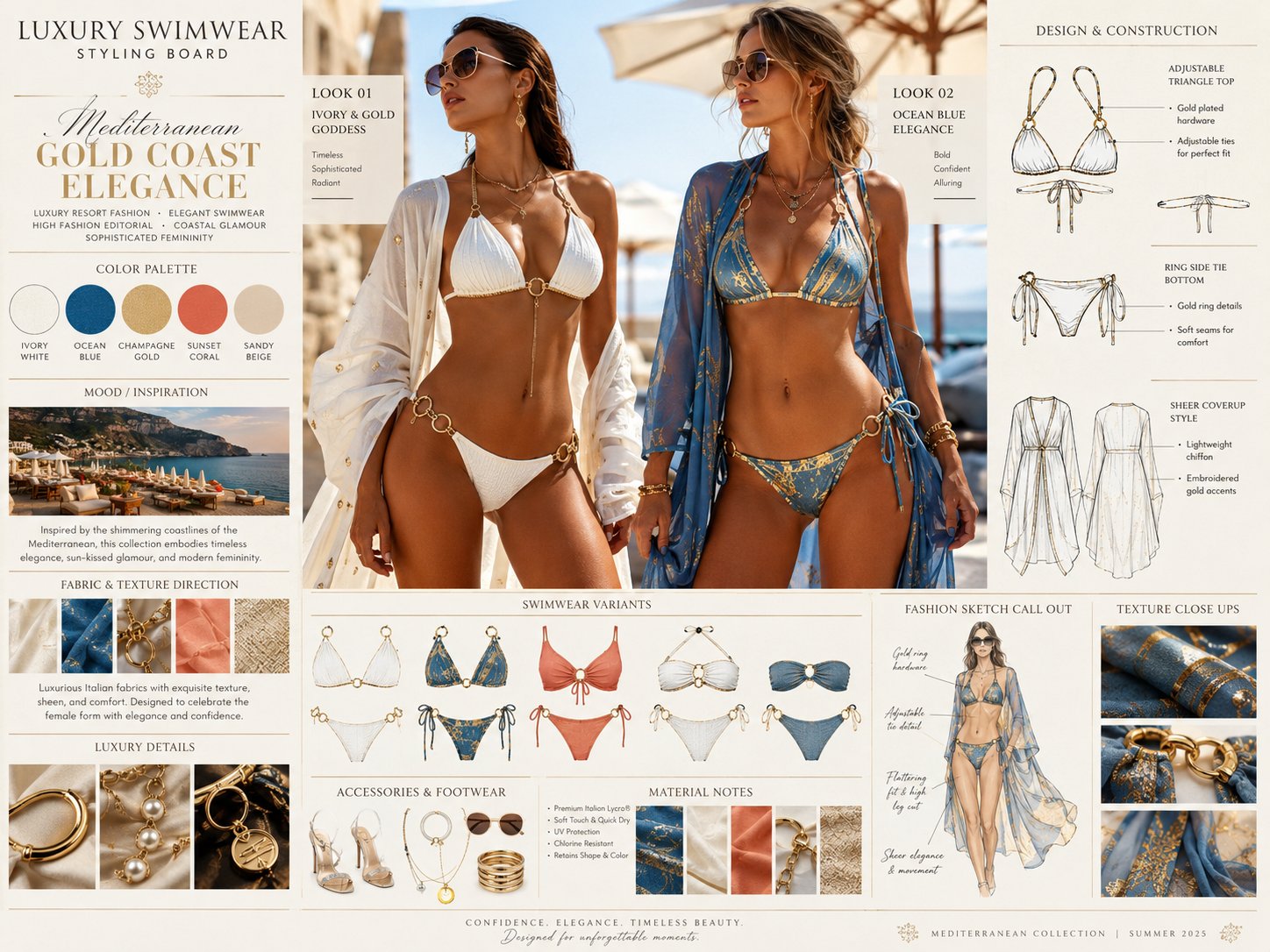 AI高端内衣套装穿搭时尚提案板 / Ai Innerwear Set Styling Board Fashion Lookbook，人像与摄影，人像、时尚、海报，案例输出图 1