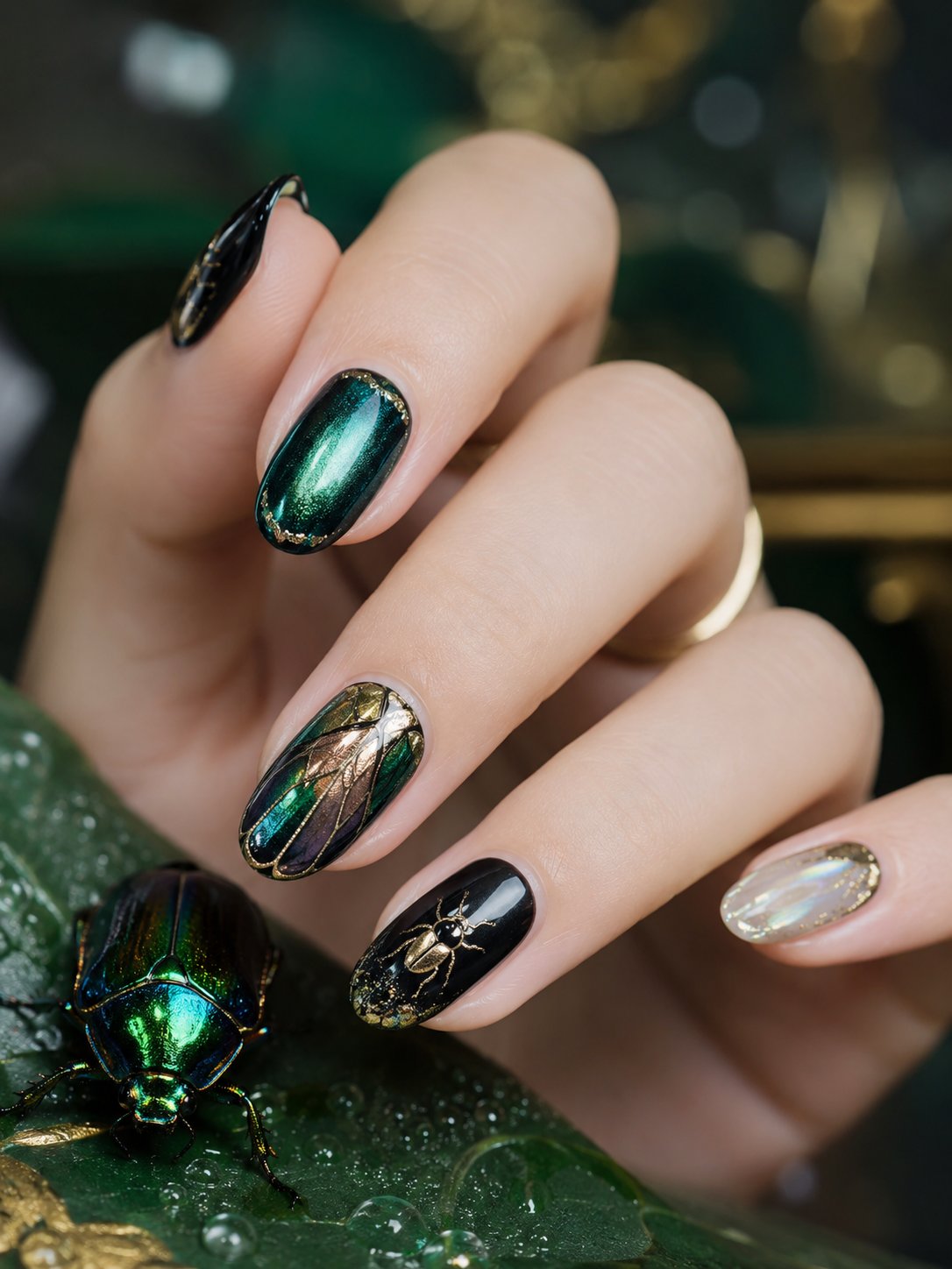 水母主题高级美甲写实特写 / Jellyfish Inspired Luxury Manicure Close Up，人像与摄影，人像、时尚、人像与摄影，案例输出图 1