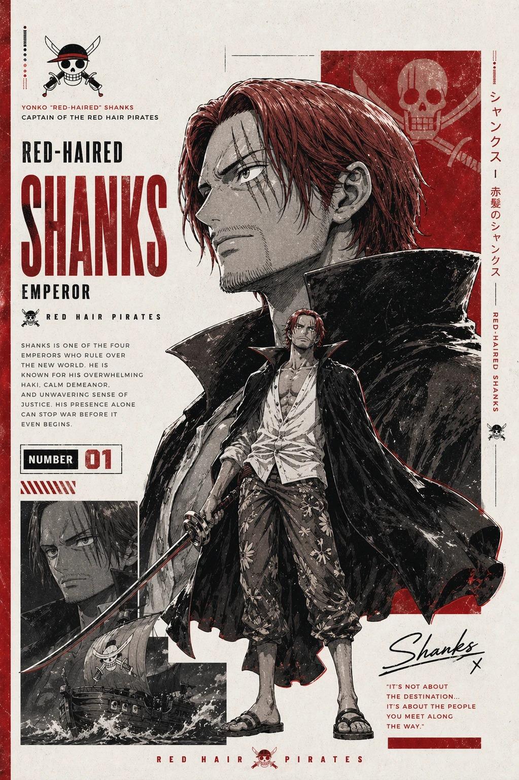 经典漫画封面风格热血海贼人物海报 / Epic Anime Pirate Warrior Manga Poster,角色设计,人像、电影感、时尚,案例输出图 1