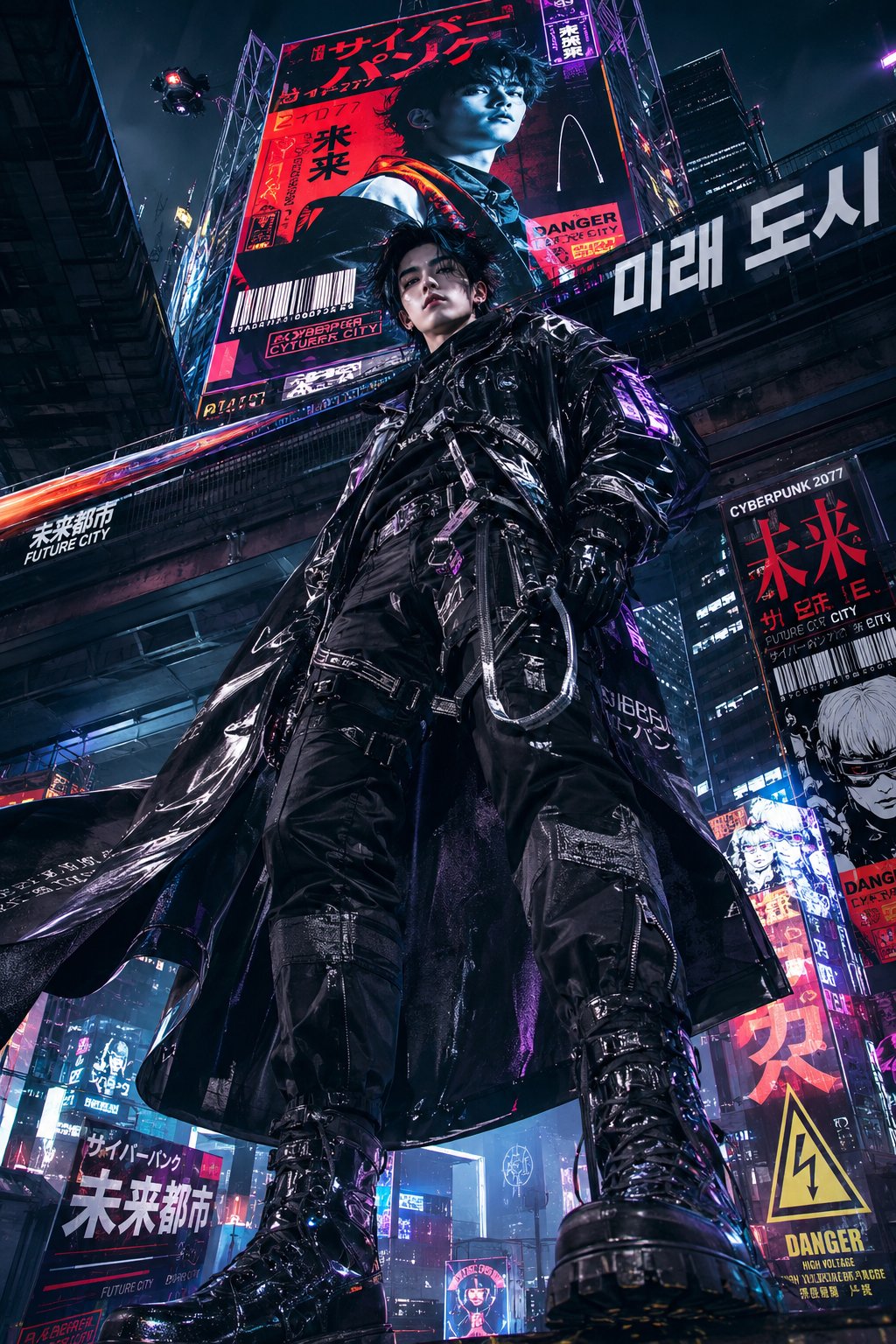 高端日系涂鸦街头潮流人像海报 / Japanese Graffiti Urban Fashion Portrait Poster，人像与摄影，霓虹、人像、电影感，案例输出图 2