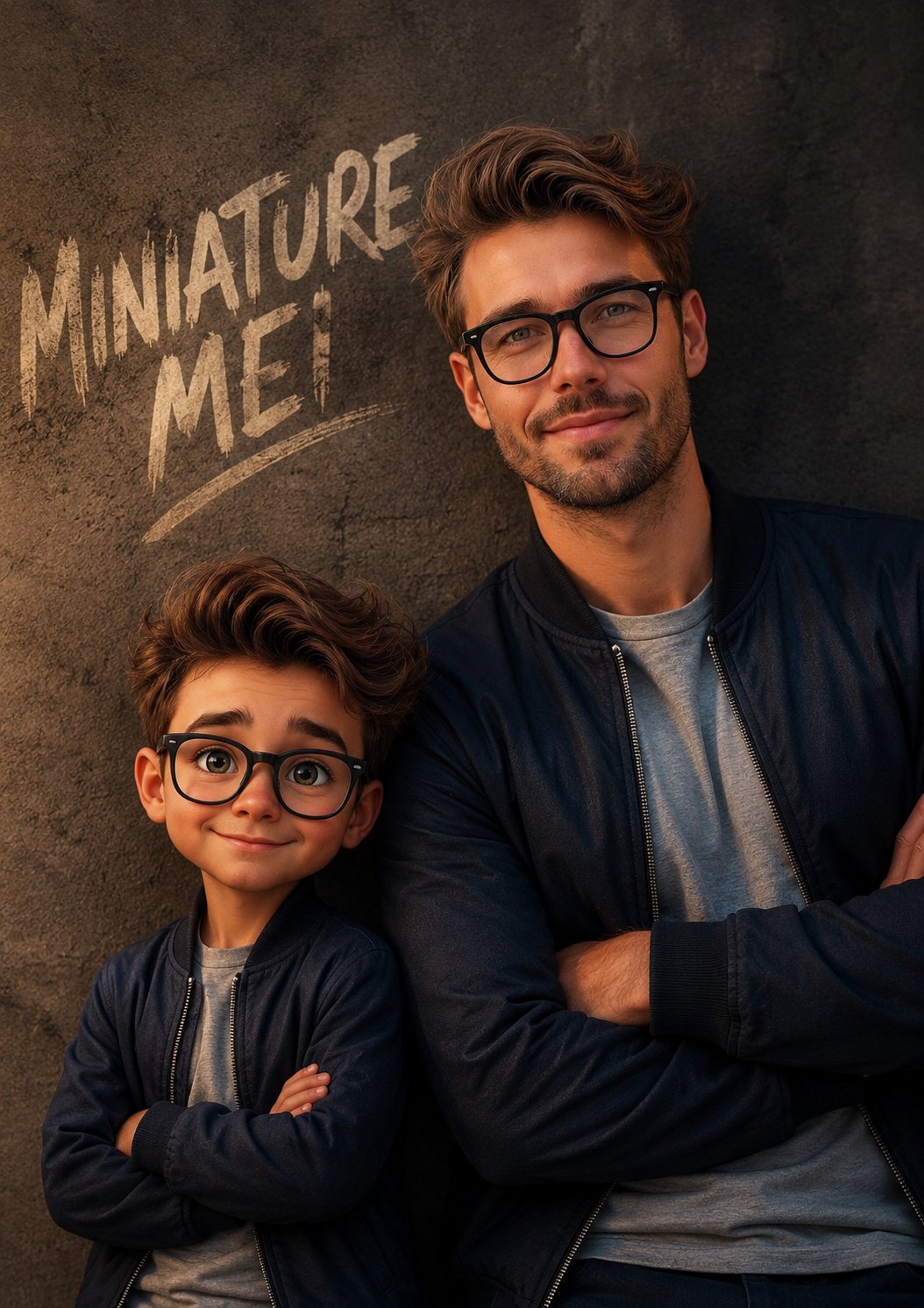 电影感男孩与其缩小版人像手写字 / Cinematic Portrait Boy Miniature Version，人像与摄影，人像、电影感、人像与摄影，案例输出图 1