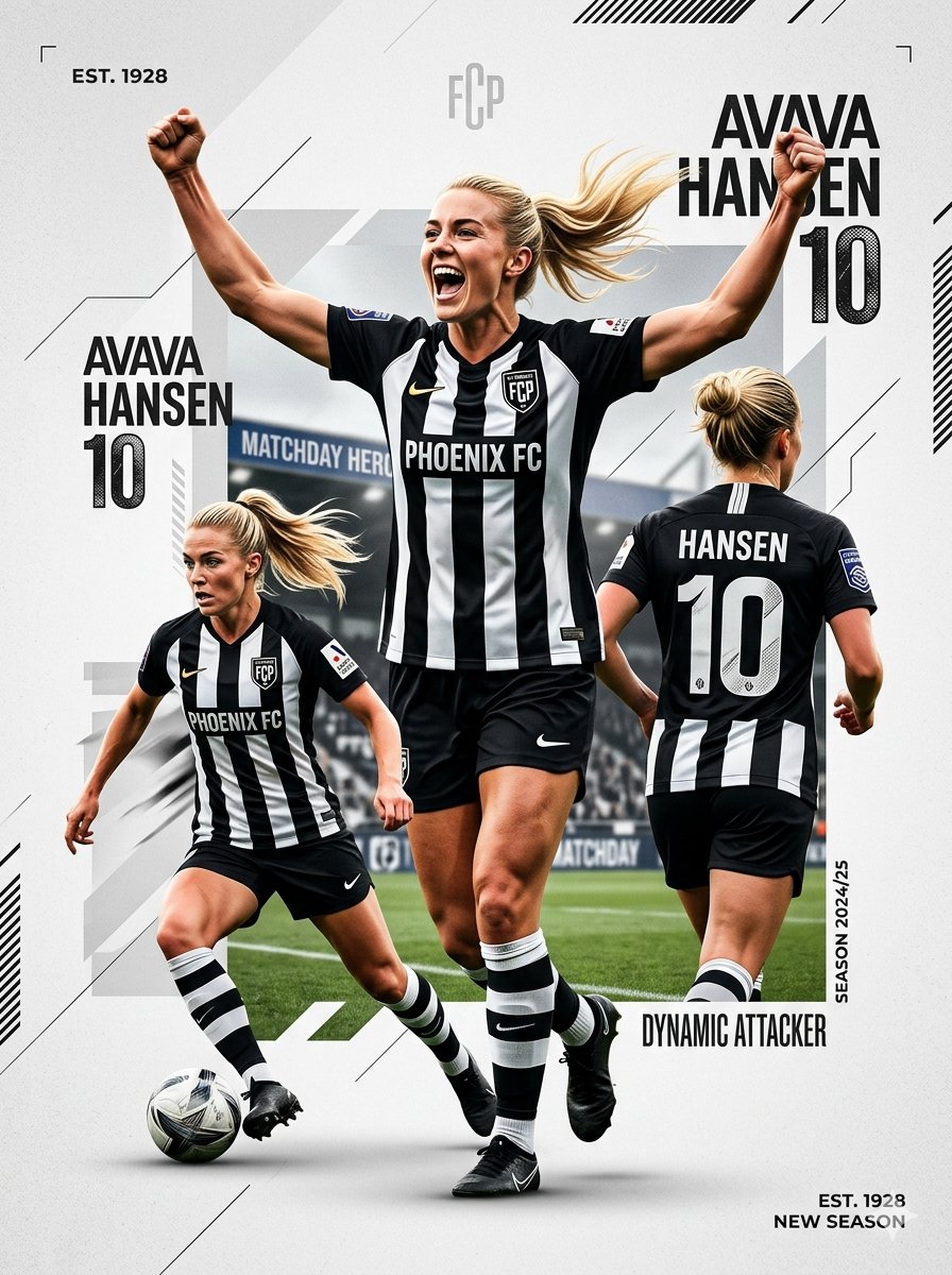 专业女足运动员动态设计海报 / Female Soccer Player Sports Poster Design,海报与插画,海报、插画、极简,案例输出图 1