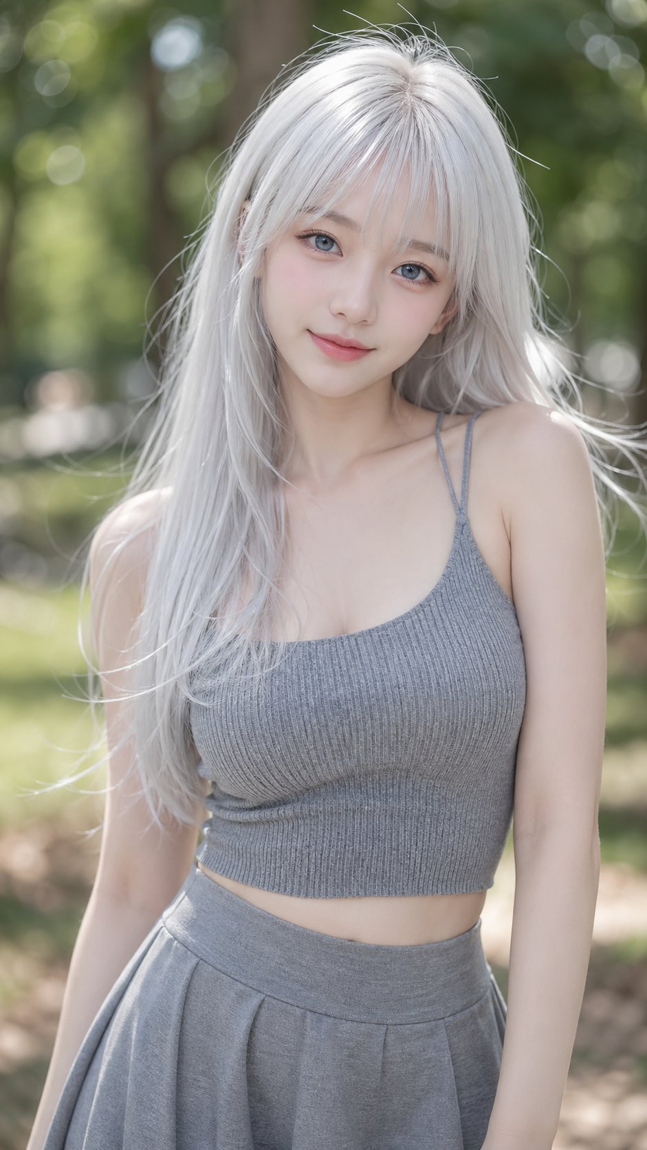 清冷纯欲风白发亚洲美少女 / Asian Idol White Hair Pure Alluring Style，人像与摄影，人像、电影感、人像与摄影，案例输出图 1