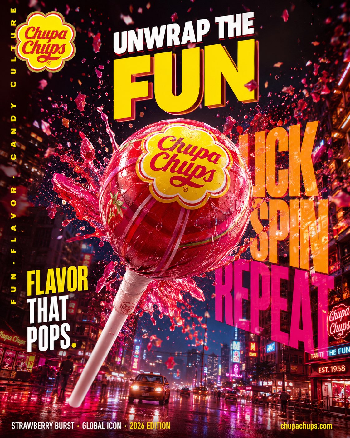超现实快消糖果创意广告海报设计 / Hyper Realistic Fmcg Candy Billboard Poster Design，人像与摄影，35mm、霓虹、人像，案例输出图 1