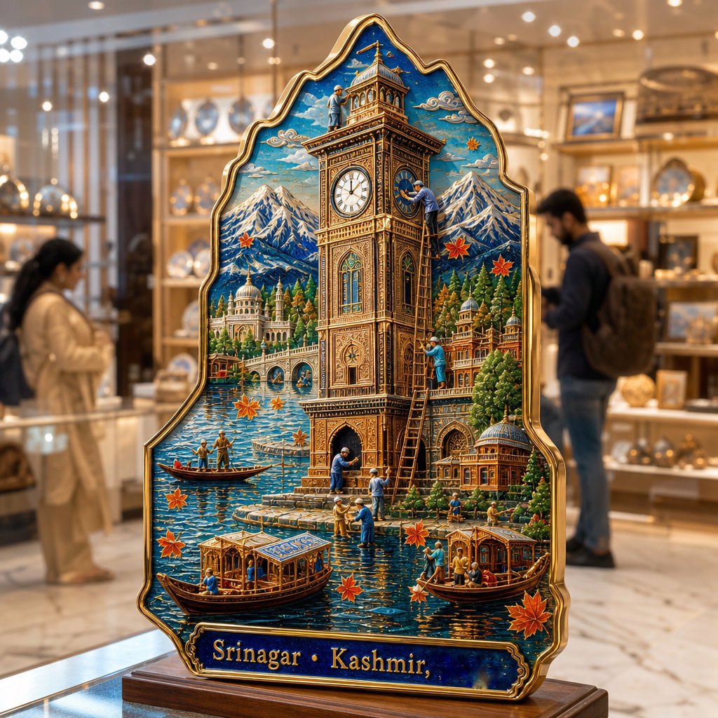 斯利那加景泰蓝珐琅冰箱贴 / Srinagar Kashmir Cloisonne Enamel Magnet Prompt，人像与摄影，人像、电影感、城市视觉，案例输出图 1