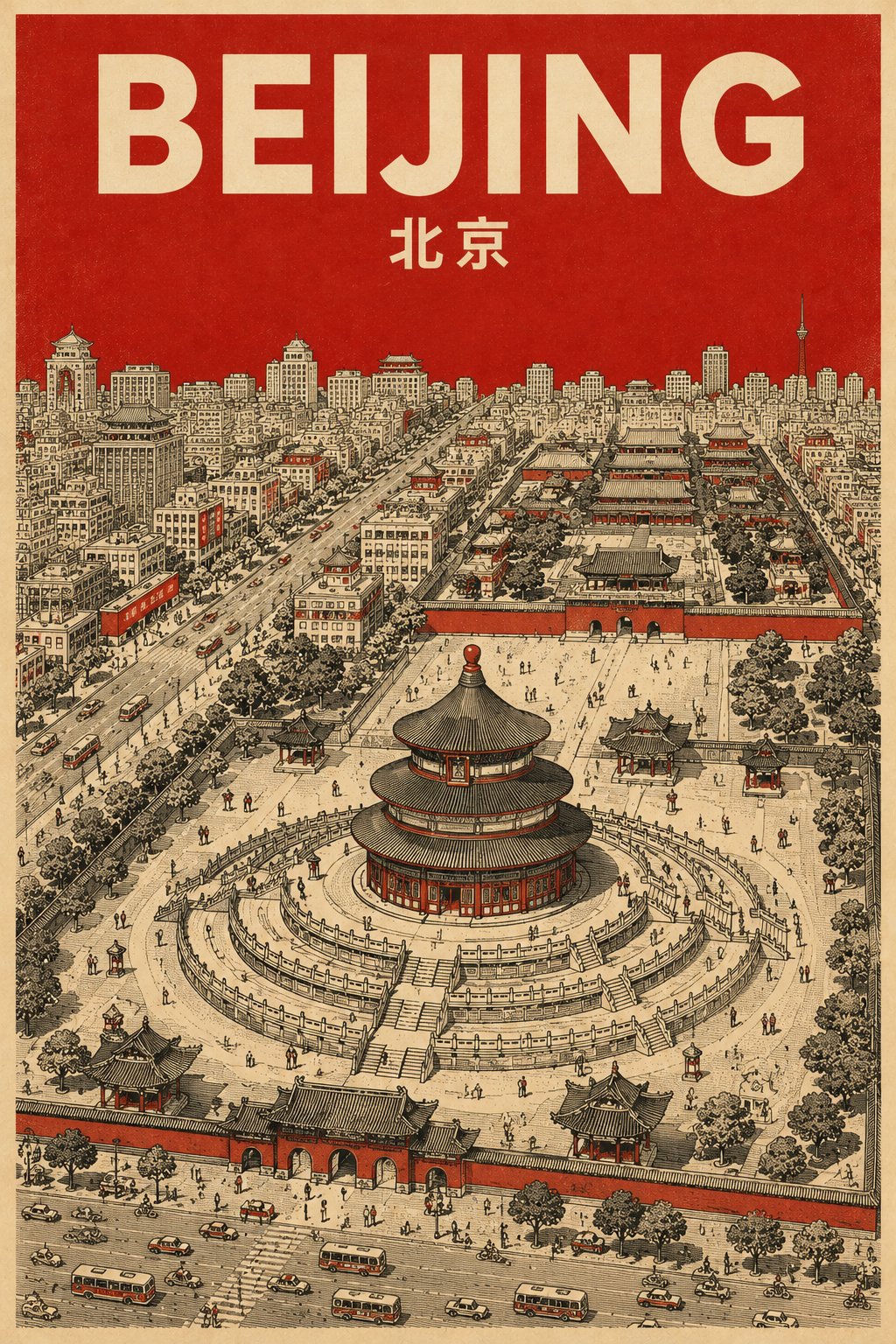 极简世纪中叶等距视角城市旅游海报 / Mid Century Isometric Travel Poster Prompt，海报与插画，海报、插画、城市视觉，案例输出图 2