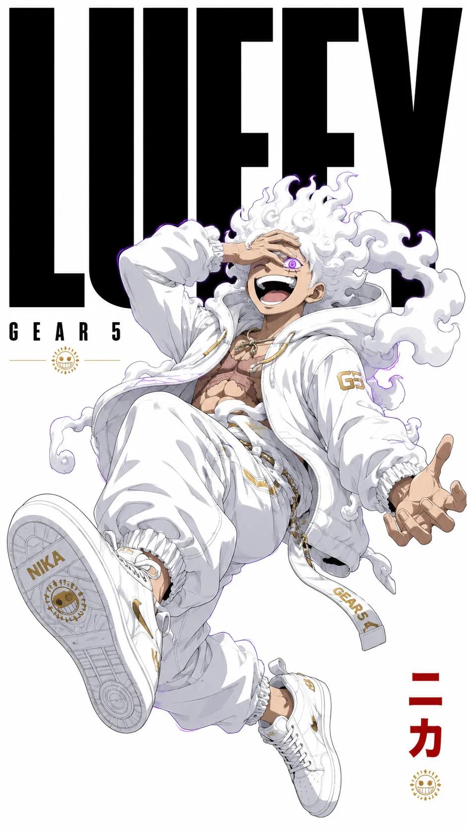 海贼王风格未来潮流赛博朋克动漫海报 / One Piece Futuristic Streetwear Anime Poster，角色设计，时尚、海报、插画，案例输出图 2