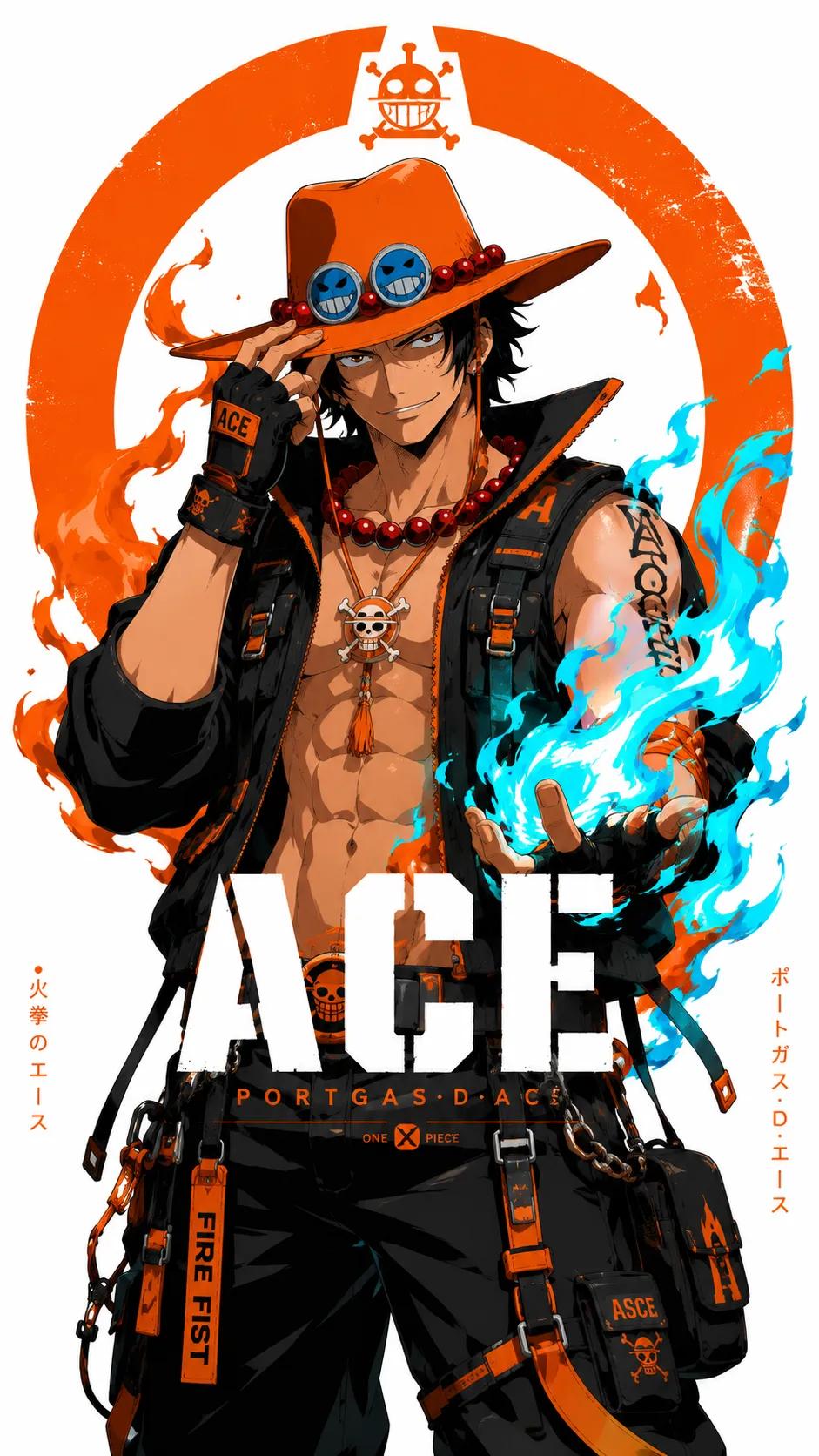 海贼王风格未来潮流赛博朋克动漫海报 / One Piece Futuristic Streetwear Anime Poster，角色设计，时尚、海报、插画，案例输出图 1