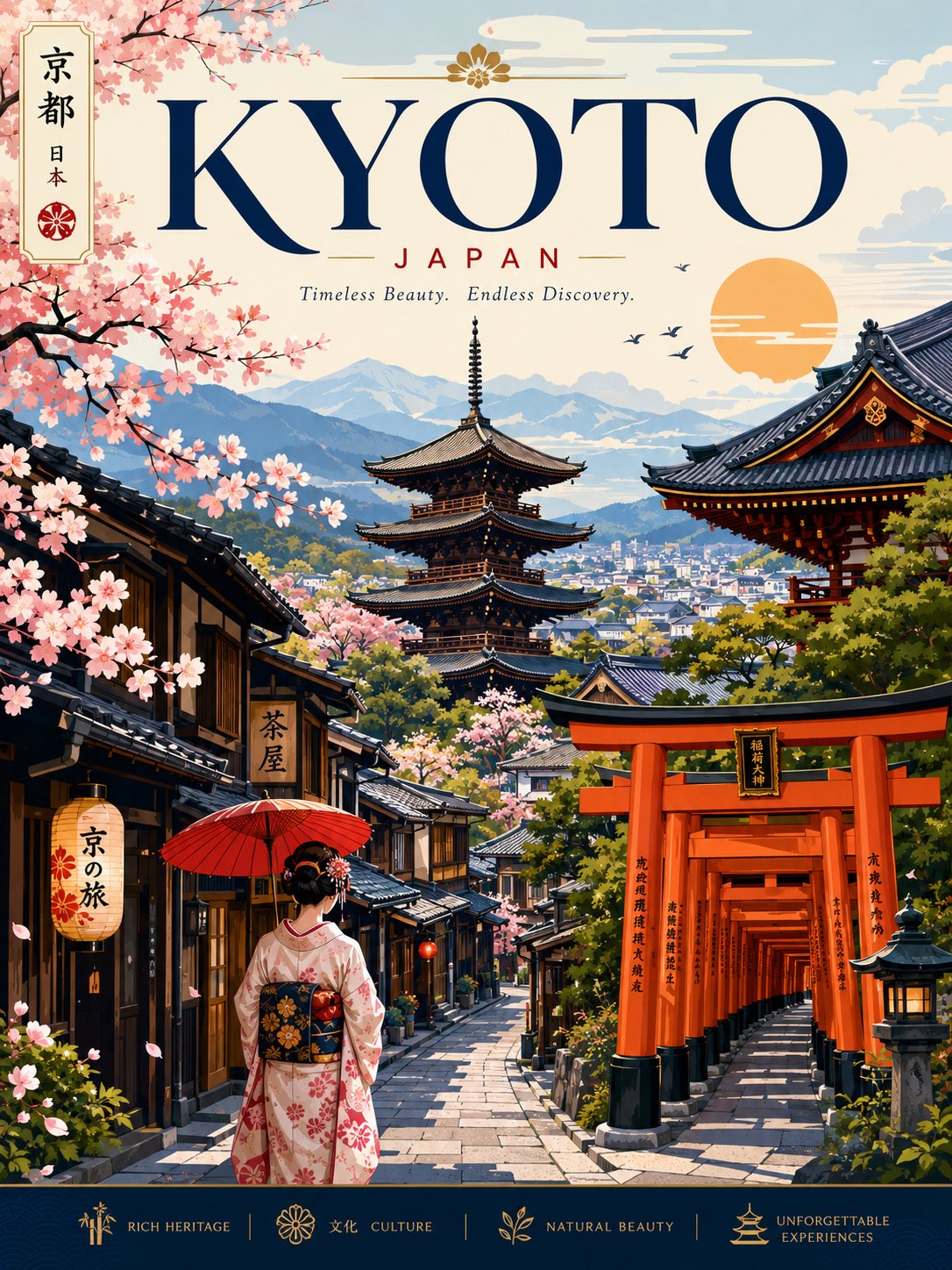 旅游宣传海报超细矢量插画 / Tourism Promotional Poster Vector Style,海报与插画,海报、插画、城市视觉,案例输出图 1