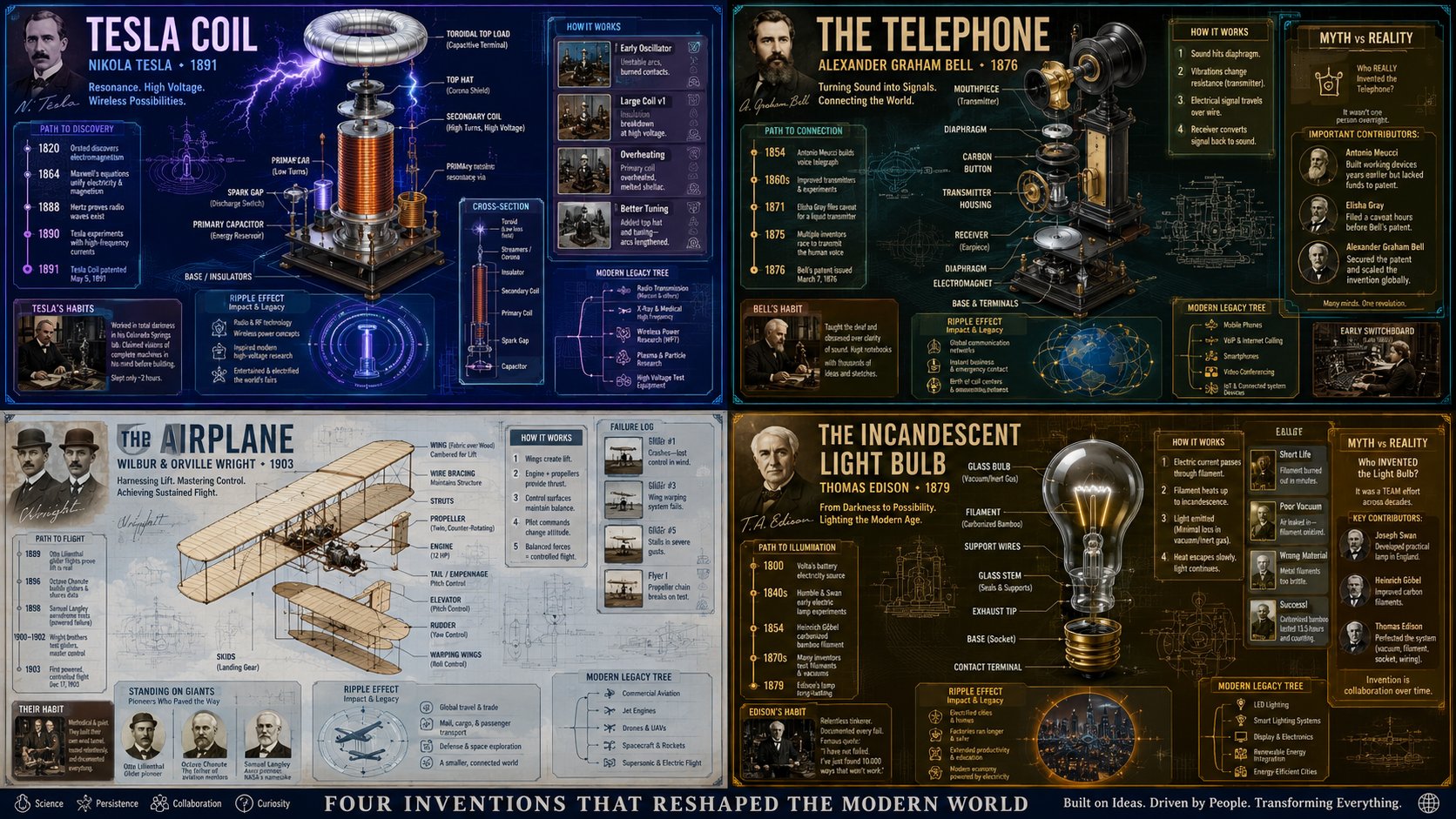 著名发明专利全景等轴测解析图 / Famous Inventions Isometric Patent Analysis Grid，海报与插画，海报、插画、城市视觉，案例输出图 1