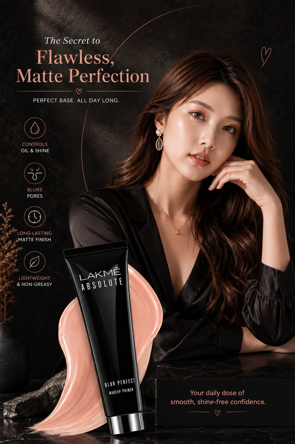 奢华哑光妆前乳超写实美妆海报 / Ultra Realistic Luxury Cosmetic Matte Primer Ad,人像与摄影,人像、电影感、时尚,案例输出图 1