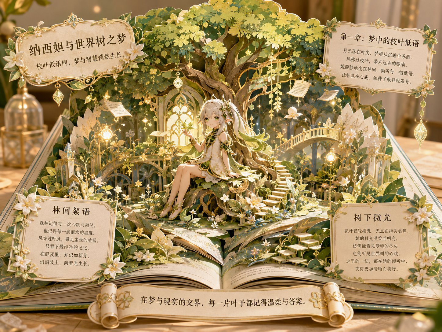 梦境立体书剧场海报提示词 / Dreamland Pop Up Book Theater Poster Prompt，UI 与社交媒体截图，海报、插画、UI，案例输出图 2