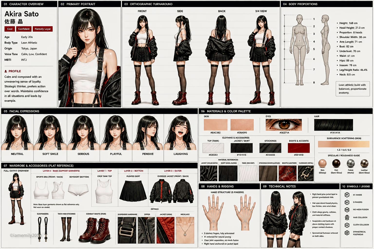 专业角色设计与三维建模参考图生成指令 / Professional Character Design Reference Sheet Generator，模型对比与社区，人像、时尚、海报，案例输出图 2