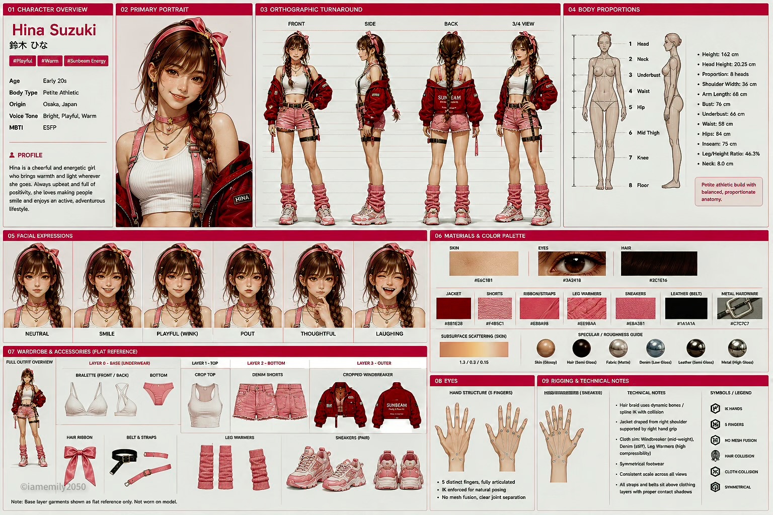 专业角色设计与三维建模参考图生成指令 / Professional Character Design Reference Sheet Generator,模型对比与社区,人像、时尚、海报,案例输出图 1