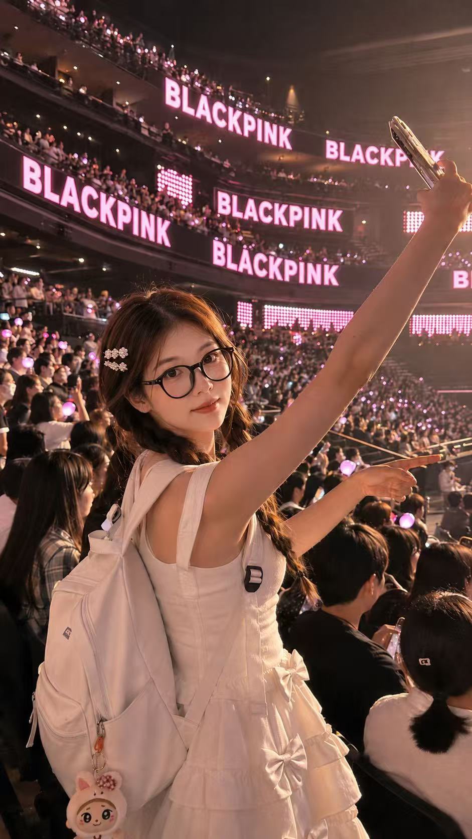 Kpop演唱会现场iPhone自拍氛围感人像 / Kpop Concert Iphone Candid Portrait Prompt,角色设计,人像、时尚、角色,案例输出图 1