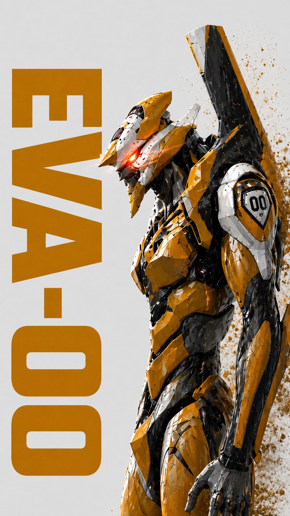 EVA零号机侧身油画风写实机甲 / Eva 00 Evangelion Unit 00 Oil Painting Mecha Prompt,人像与摄影,人像、电影感、排版,案例输出图 1