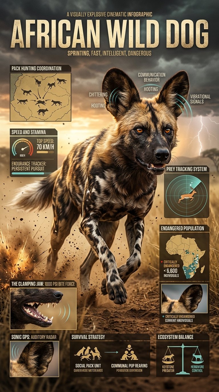 未来主义高端电影感野生动物海报 / Cinematic Futuristic Wildlife Infographic Poster，UI 与社交媒体截图，电影感、时尚、海报，案例输出图 2