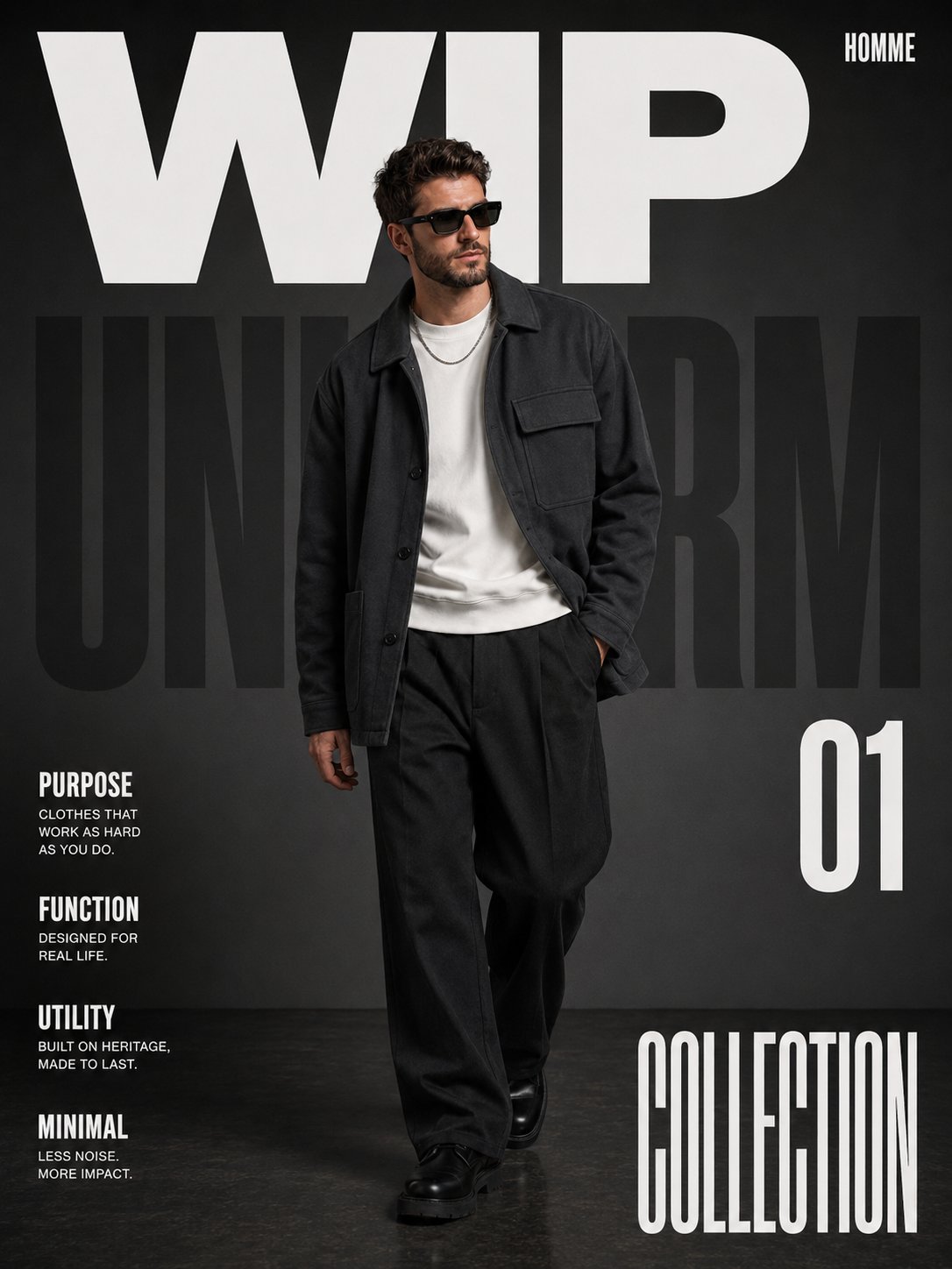 高级工装街头奢华时尚杂志封面大片 / Premium Workwear Street Luxury Magazine Cover，人像与摄影，人像、时尚、海报，案例输出图 1