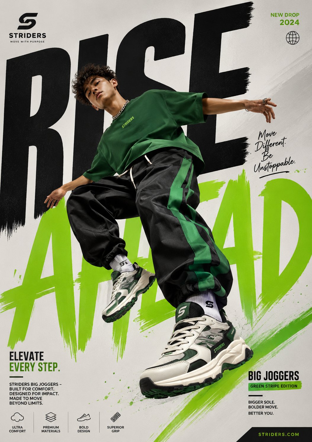 现代酷炫运动鞋广告海报设计 / Modern Sneaker Advertisement Poster Design，角色设计，海报、角色、角色设计，案例输出图 1