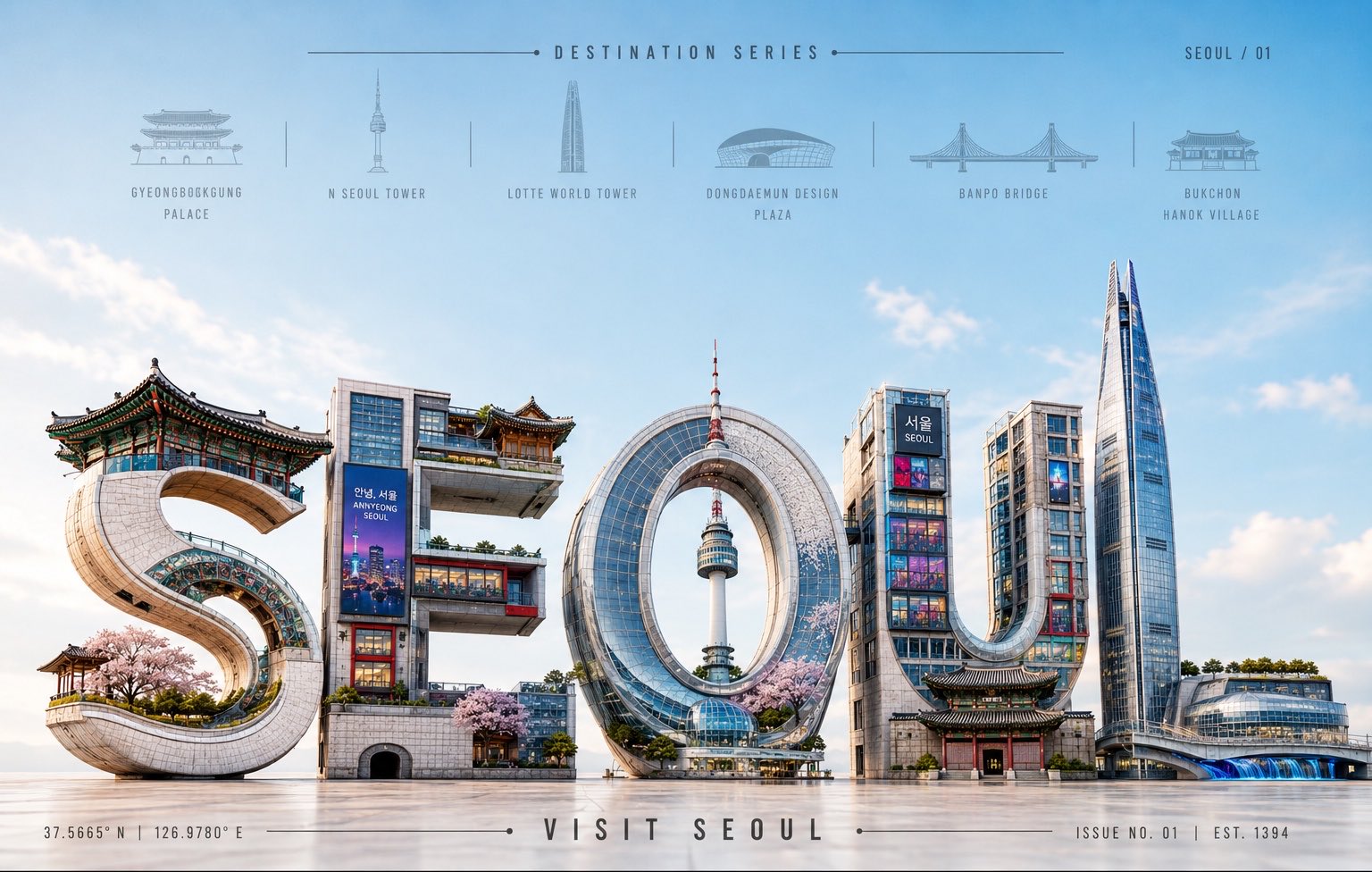 高端3D雕塑感城市地标文字旅行海报 / Premium 3d Typography City Travel Poster，人像与摄影，人像、电影感、时尚，案例输出图 2