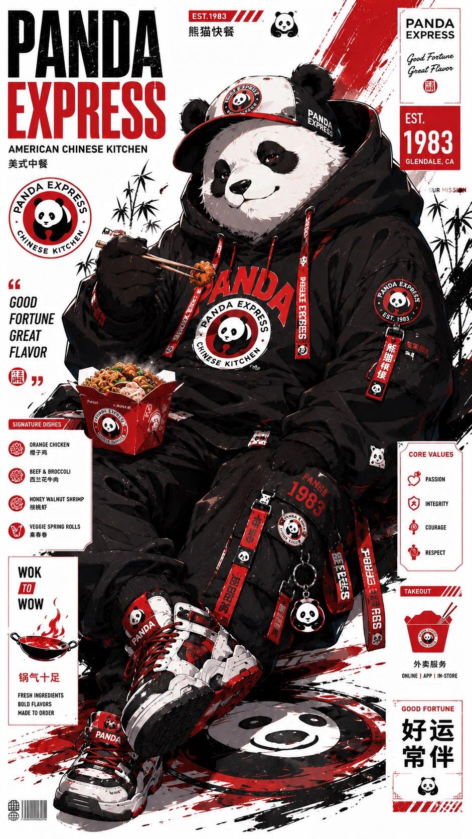 动感日漫风快餐潮牌吉祥物海报 / Anime Streetwear Fast Food Mascot Poster，角色设计，时尚、海报、插画，案例输出图 2