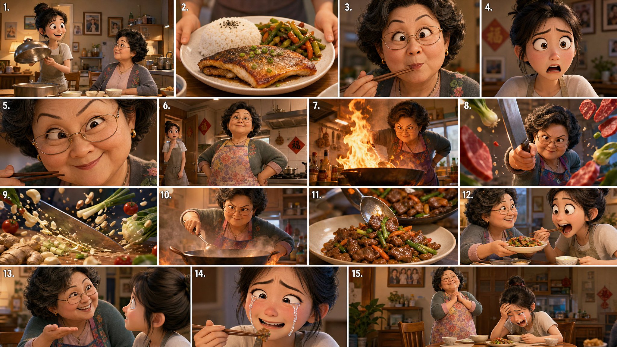 3D可爱风母女厨艺对决动画短片 / Mother Daughter Cooking 3d Animation Short，角色设计，电影感、角色、角色设计，案例输出图 1