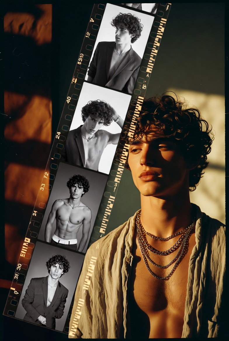 复古电影感高端男模人像海报设计 / Retro Cinema Premium Portrait Poster Design，人像与摄影，35mm、人像、电影感，案例输出图 2