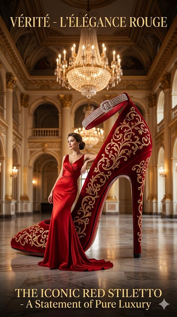 红色丝绒巨型高跟鞋奢华时尚海报 / Cinematic High Fashion Red Stiletto Poster，人像与摄影，人像、电影感、时尚，案例输出图 2