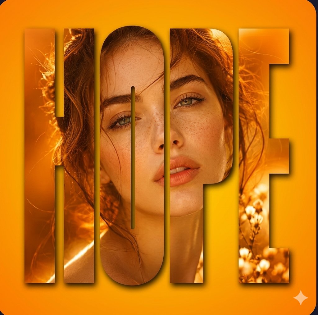 HOPE文字遮罩创意人像海报 / Hope Text Mask Portrait Graphic，人像与摄影，人像、海报、极简，案例输出图 1