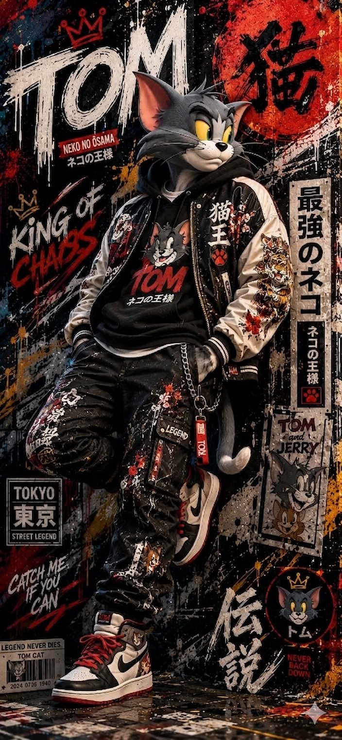 杰瑞鼠街头潮流涂鸦海报风格 / Jerry Streetwear Urban Graffiti Style，角色设计，电影感、时尚、海报，案例输出图 2