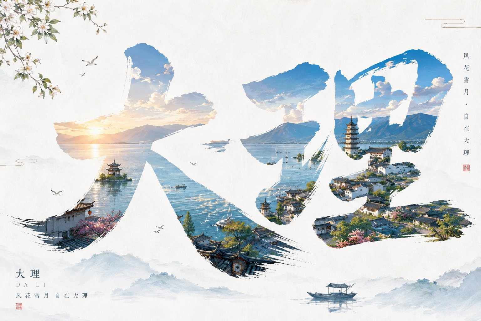 新中式手写汉字遮罩城市视觉海报 / New Chinese City Landscape Mask Poster，角色设计，海报、插画、角色，案例输出图 1