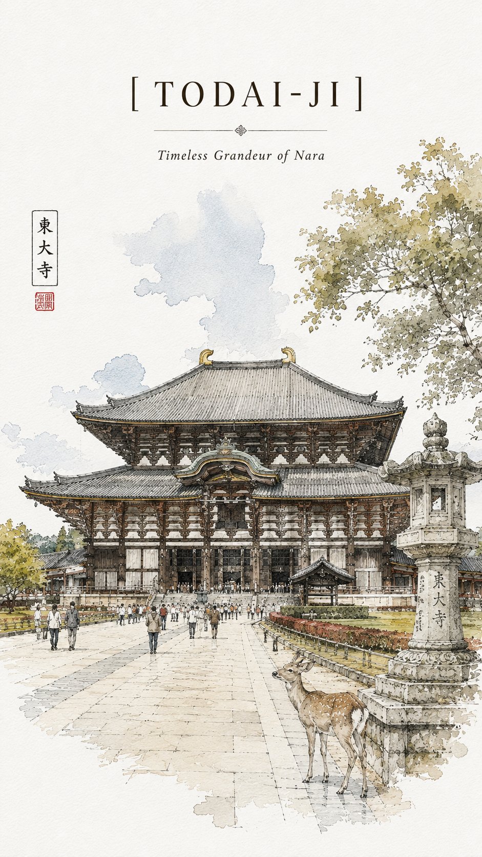 金阁寺极简旅行速写海报 / Kinkaku Ji Minimalist Travel Sketch Poster，海报与插画，时尚、海报、插画，案例输出图 1