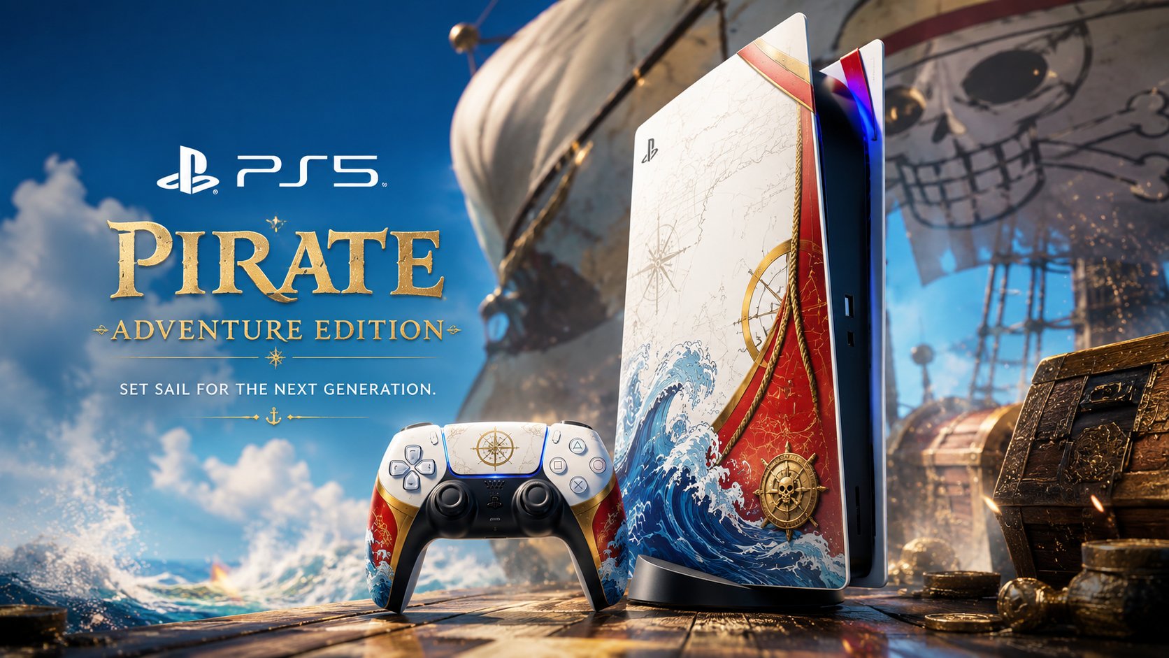 PS5联名定制限定版电影感广告海报 / Custom Ps5 Cinematic Ad Poster Prompt，人像与摄影，人像、电影感、海报，案例输出图 1