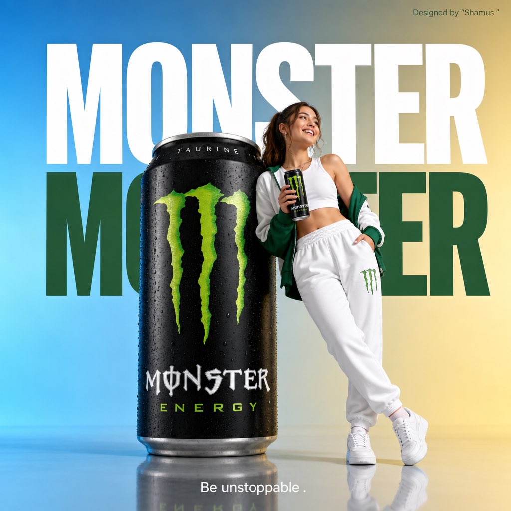 极简主义魔爪能量饮料商业广告设计 / Minimalist Monster Energy Drink Commercial Ad,人像与摄影,人像、极简、产品图,案例输出图 1
