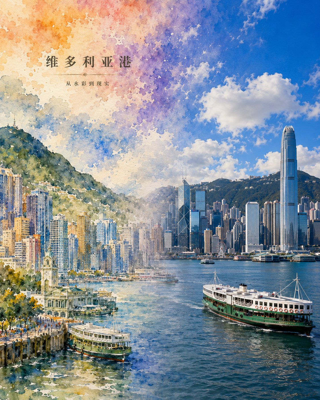 虚实交融城市印象艺术海报 / City Impression Watercolor To Reality Poster，人像与摄影，人像、海报、城市视觉，案例输出图 2
