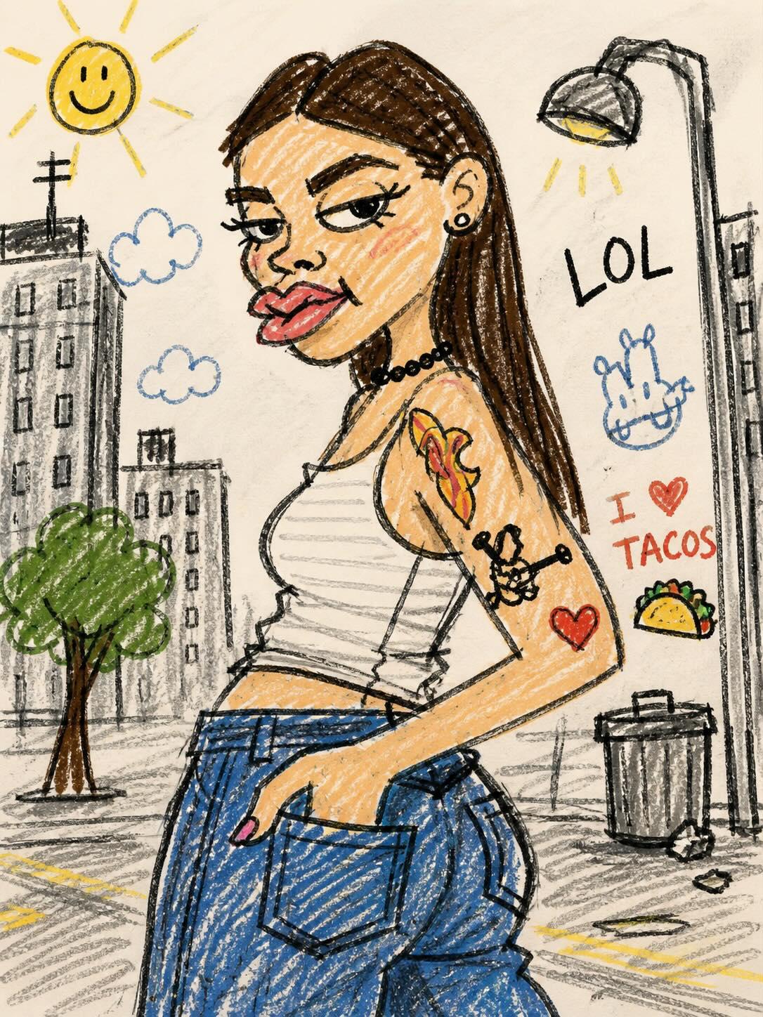搞怪丑萌简笔画风格涂鸦 / Funny Ugly Doodle Drawing Prompt，人像与摄影，人像、人像与摄影，案例输出图 2
