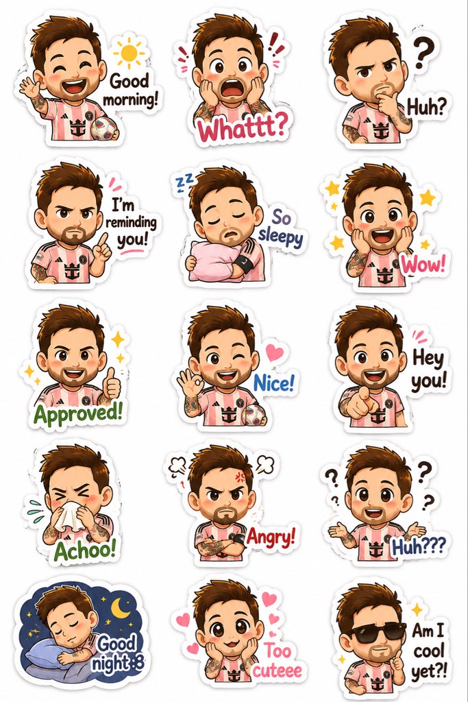 萌系Q版插画贴纸表情包设计 / Cute Illustrated Chibi Sticker Pack,角色设计,插画、角色、二次元,案例输出图 1