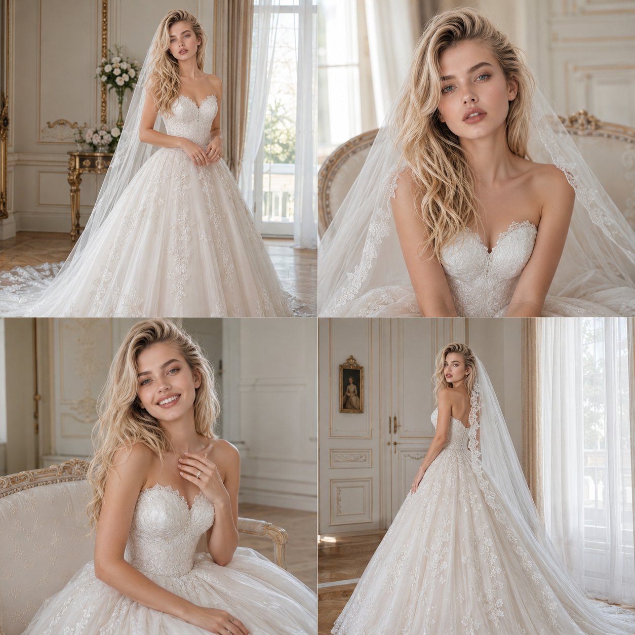 唯美全套婚纱摄影四宫格人像 / Professional Bridal Photoshoot Quad Grid,人像与摄影,人像、人像与摄影,案例输出图 1