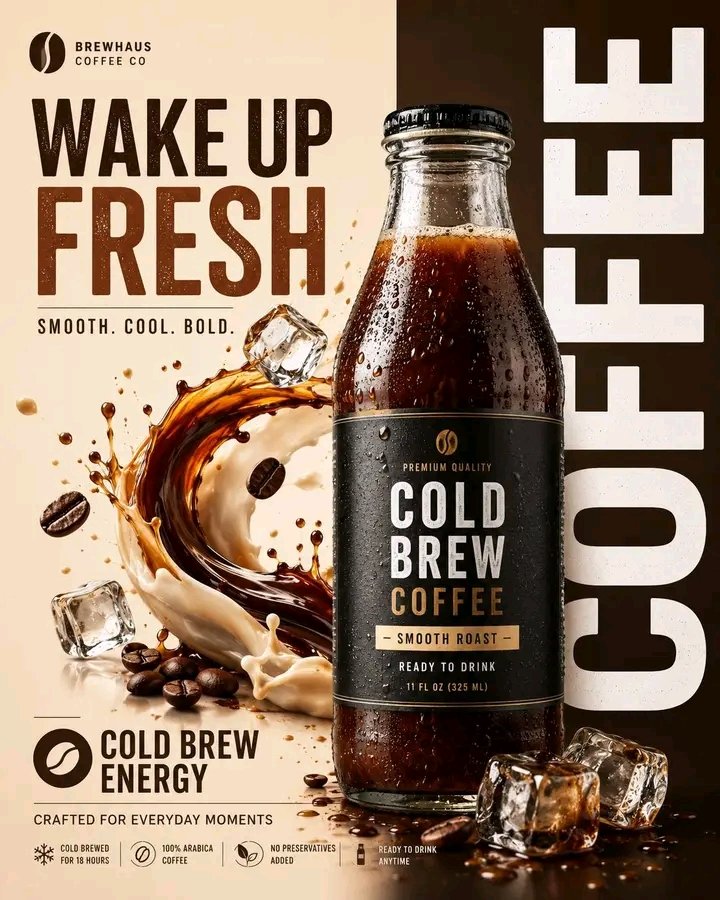 现代极简商业饮品广告海报 / Modern Premium Beverage Advertising Poster，人像与摄影，人像、海报、极简，案例输出图 1